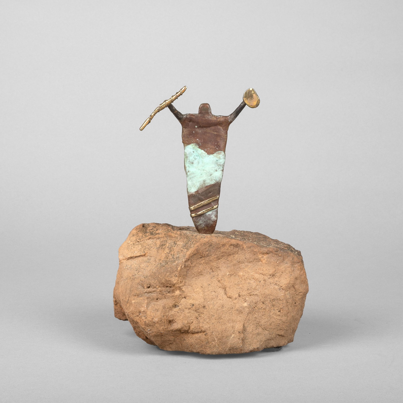 Bill Worrell, Shaman on Stone: Bill Worrell 1936 - 2021 Shaman on Stone bronze, stone, edition 3 of 250 inscribed: 3/250 / Worrell / 24 9 x 6 1/2 x 5 in. (22.9 x 16.5 x 12.7 cm.) Private Collection, Colorado