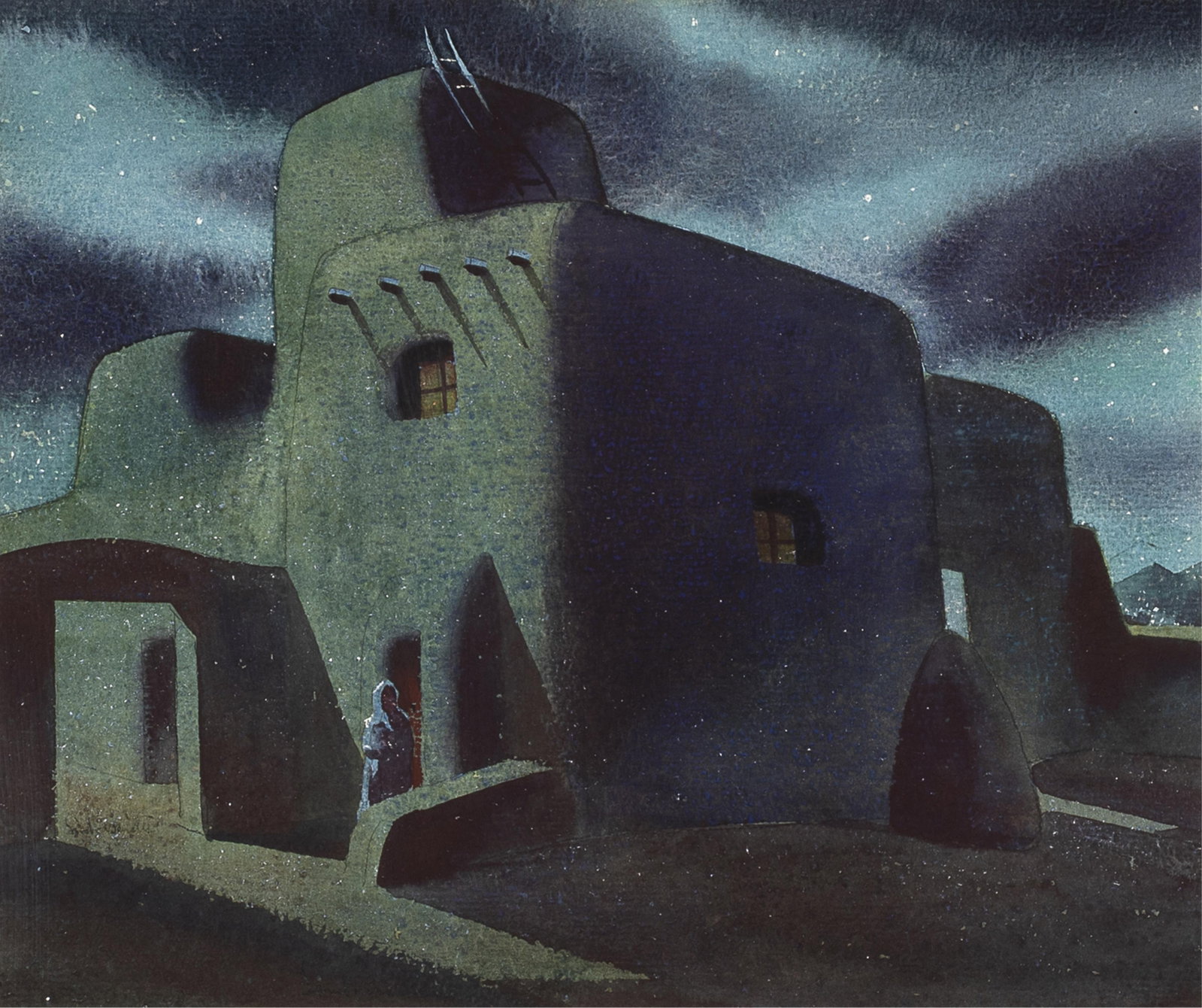Sándor Bernath, Untitled (Mission Church): Sándor Bernath 1892 - 1984 Untitled (Mission Church) watercolor signed lower left: Sándor Bernath 13 x 15 1/2 in. (33 x 39.4 cm.), frame: 21 x 23 x 1 1/4 in. (53.3 x 58.4 x 3.2 cm.) Private