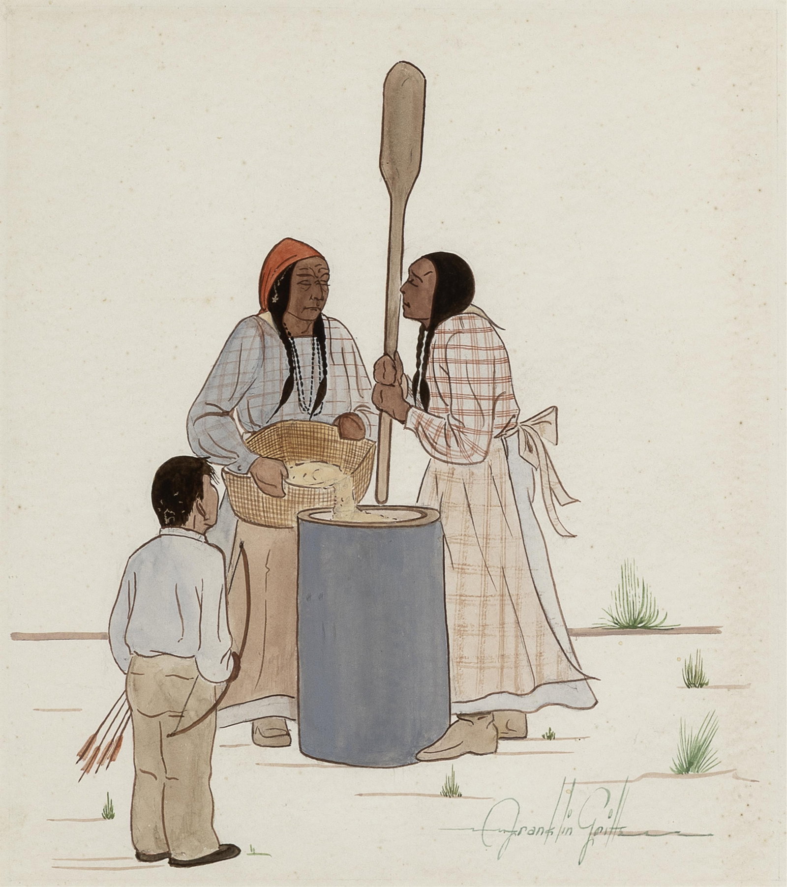Franklin [Oau-Nah-Jusah] Gritts, Untitled (Making Food)