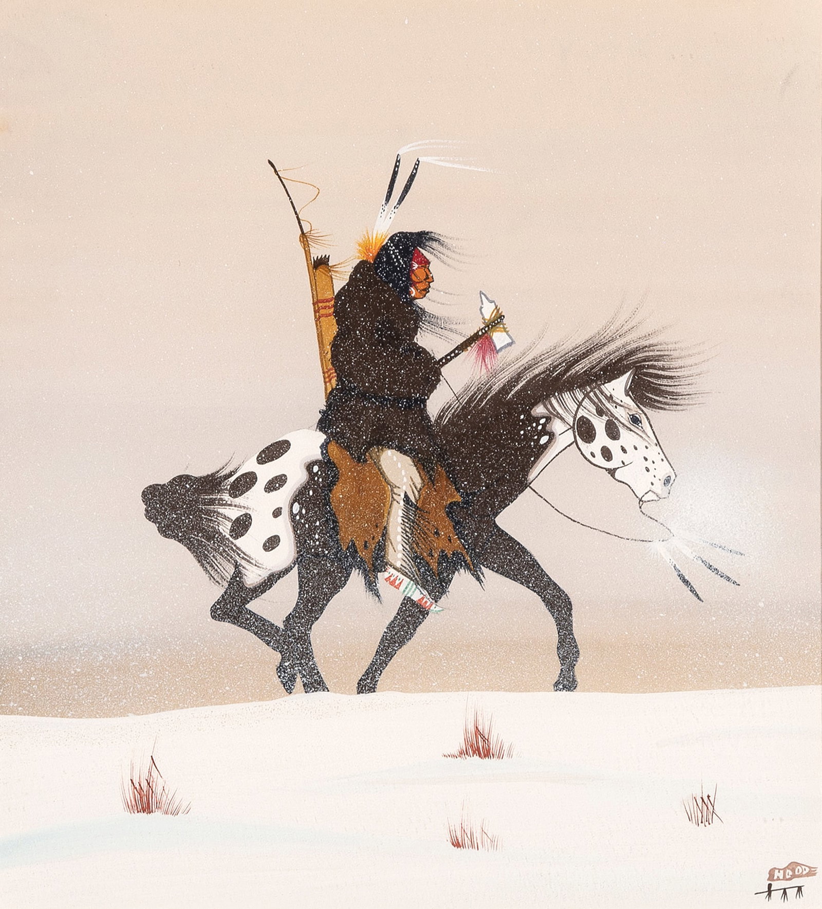 Rance Hood, Untitled (Horse and Rider)