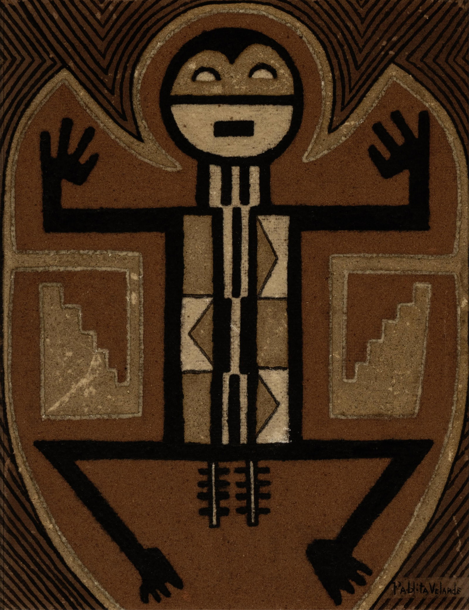 Pablita [Tse Tsan] Velarde, Untitled (Mimbres Figure)