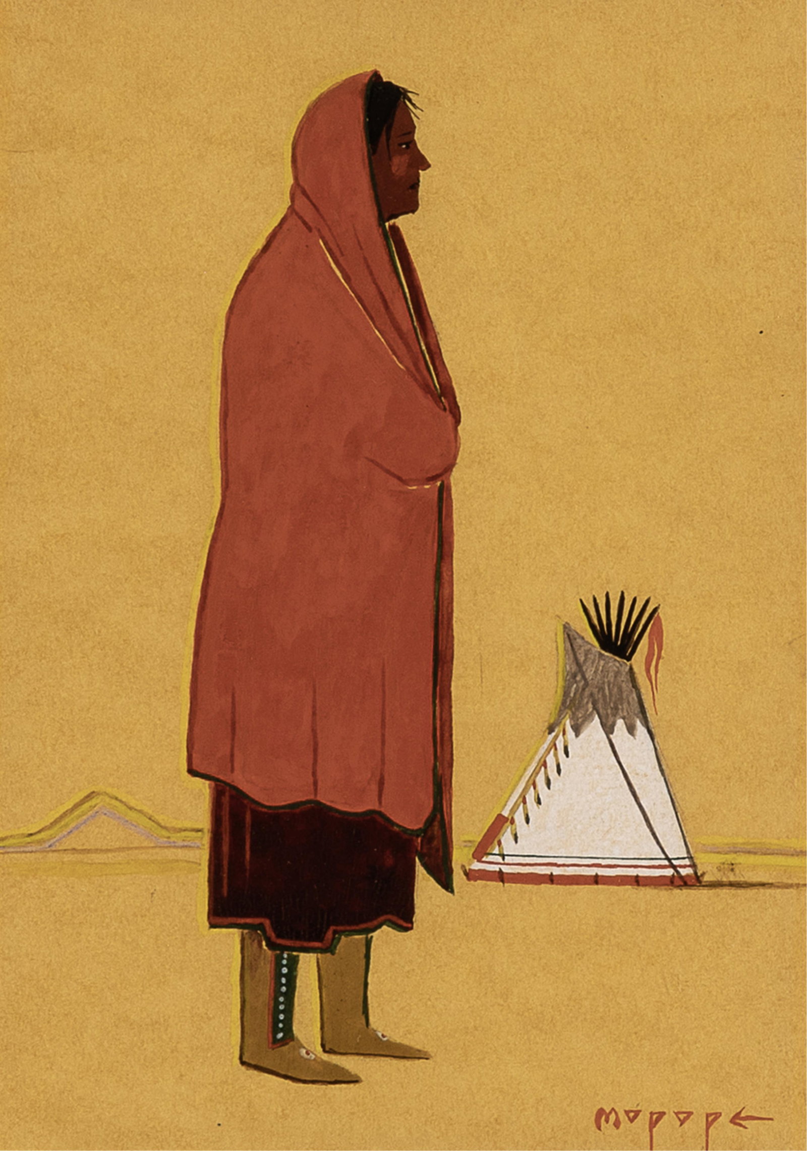 Stephen Mopope, Untitled (Woman in Profile)