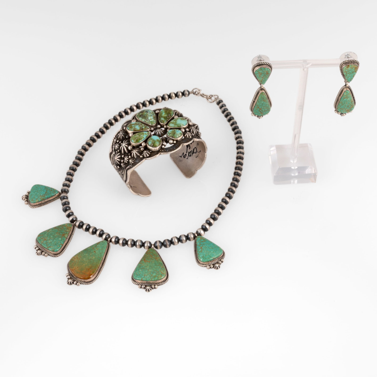 Andy Cadman + Happy Piasso, Group of Three Jewelry Items: Necklace with Earrings + Cuff (1 of 4)