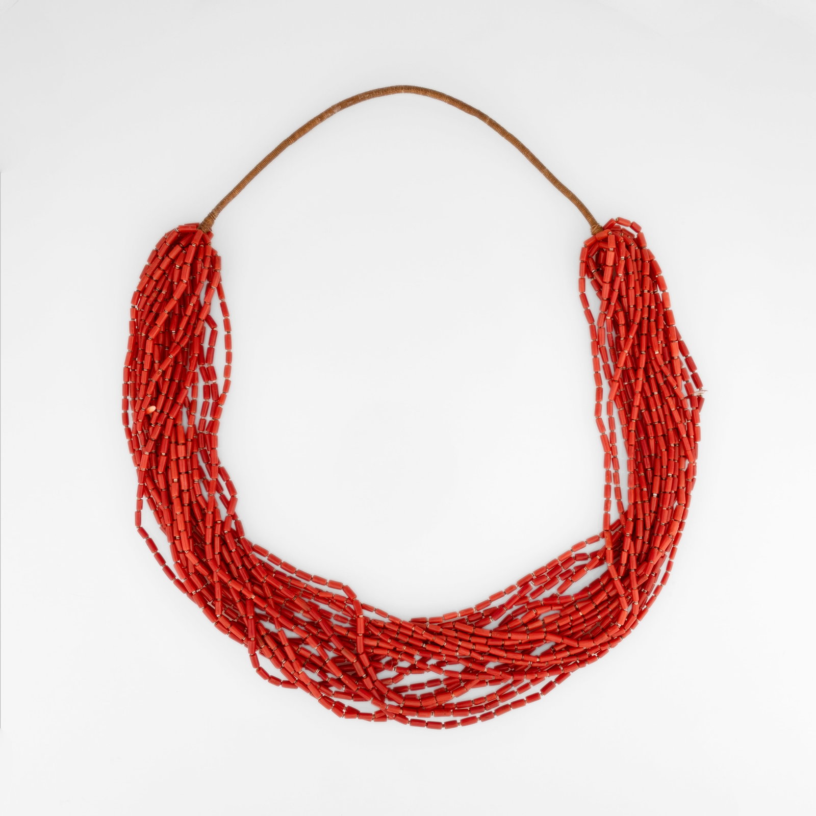 Southwest Style, Twenty-Strand Heishi Wrap Necklace with Coral Barrel Beads (1 of 2)