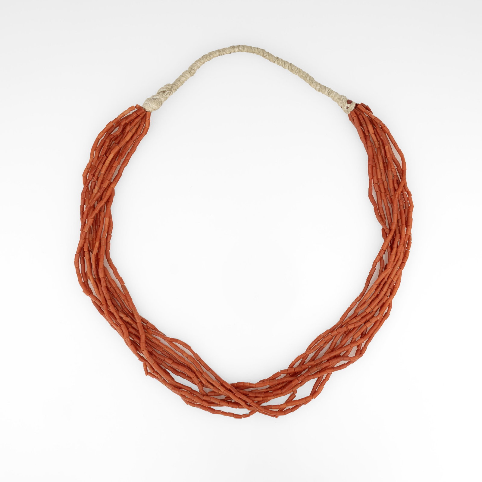 Ten-Strand Necklace with Coral Barrel Beads (1 of 4)