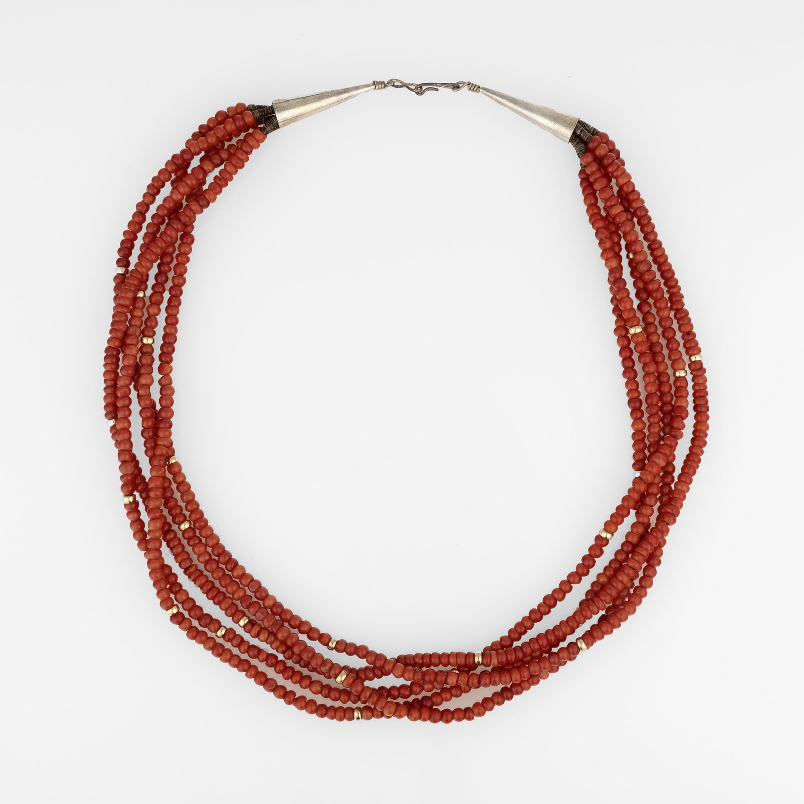 Deanna Tenorio, Coral and Gold Five-Strand Beaded Necklace (1 of 3)