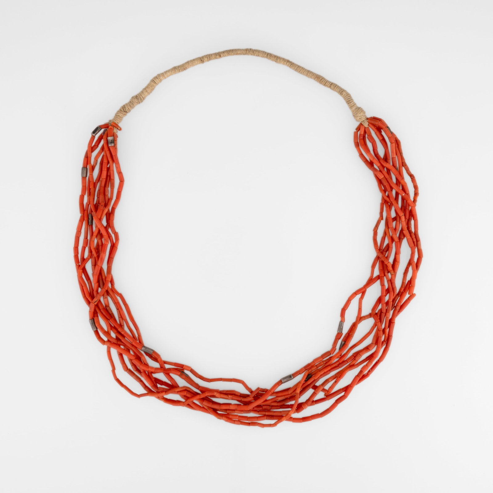 Multi-Strand Necklace with Coral Barrel Beads (1 of 2)