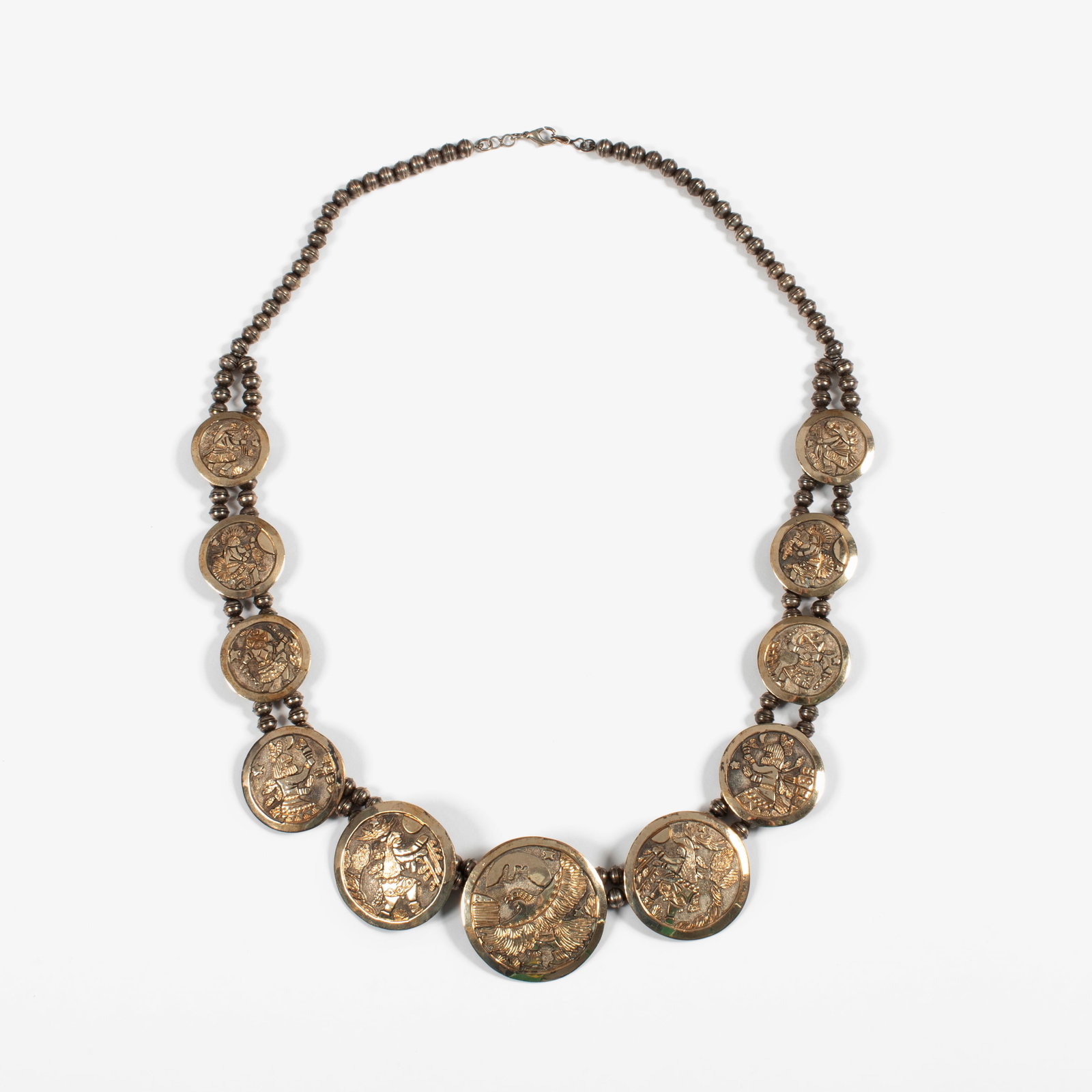 Floyd Becenti Jr., Storyteller Necklace with Silver and Gold Fill Overlay, ca. 1980 (1 of 3)