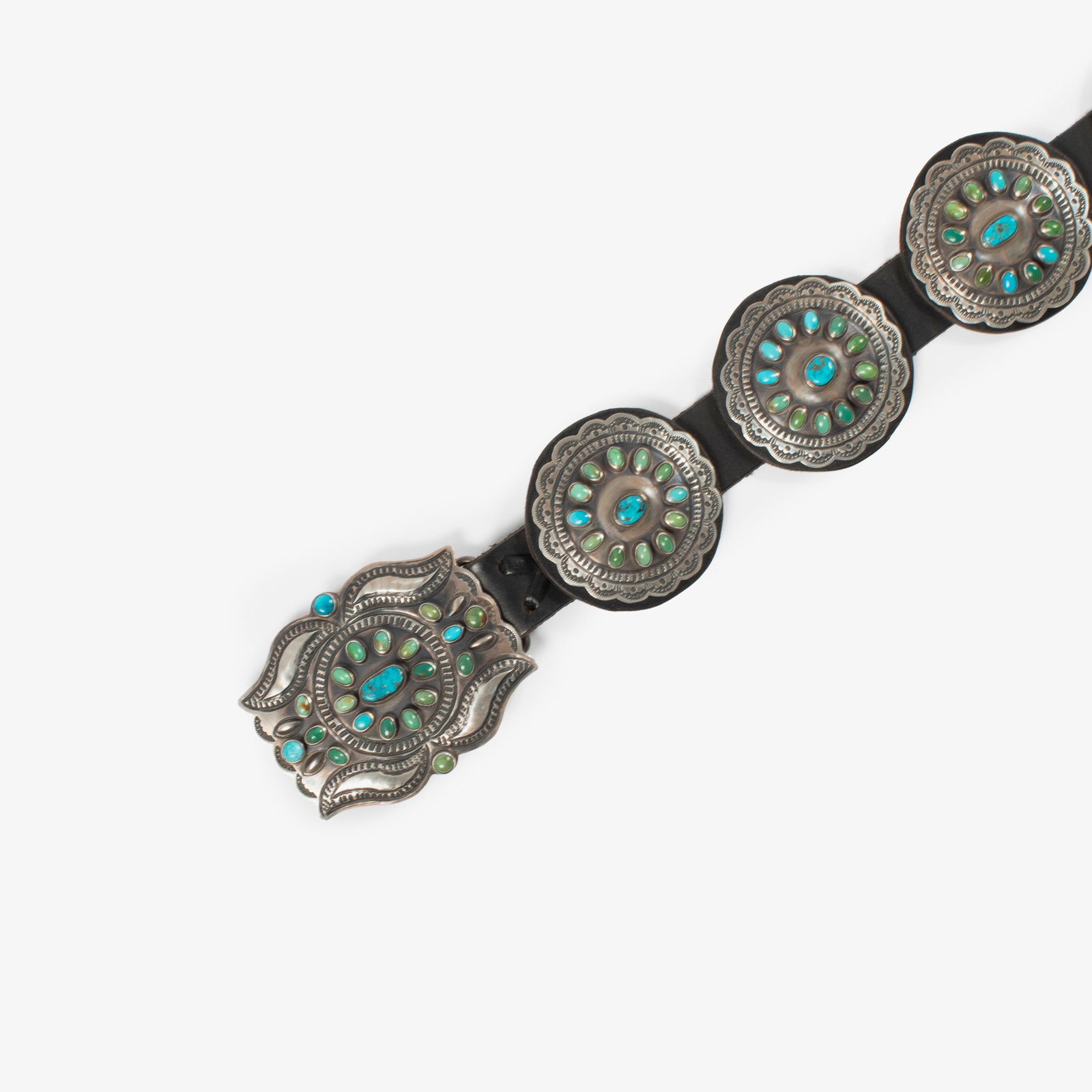 Geraldine Yazzie, Sterling Silver and Turquoise Concho Belt, ca. 1985 (1 of 4)