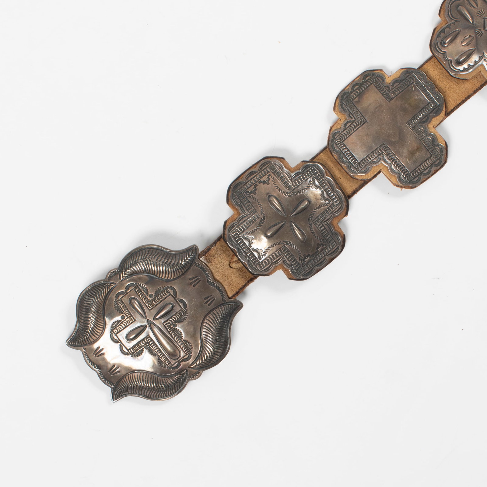 Geraldine Yazzie, Concho Belt with Stamped Silver Crosses (1 of 4)
