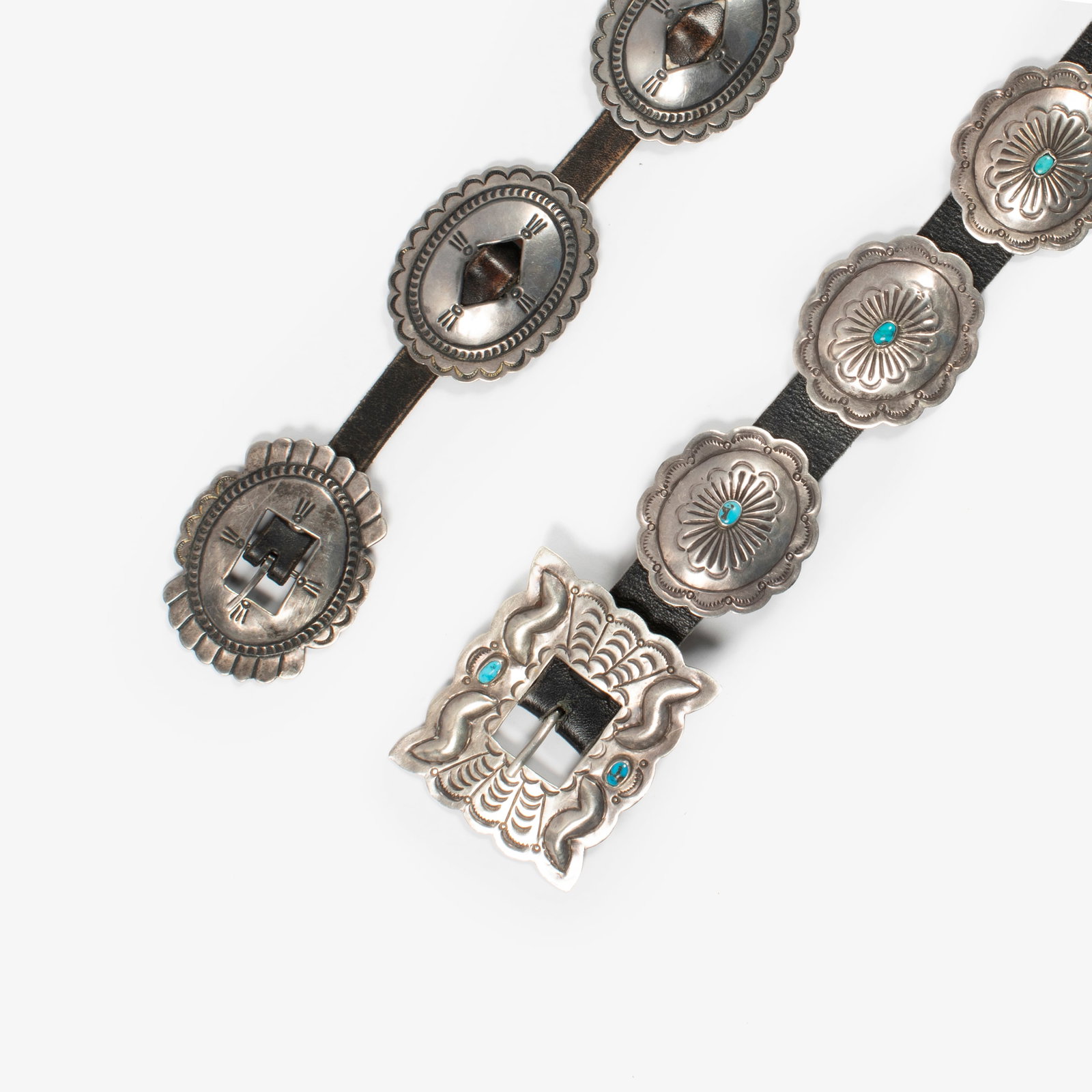 Diné (Navajo), Two Silver Concho Belts, ca. 1955 (1 of 3)