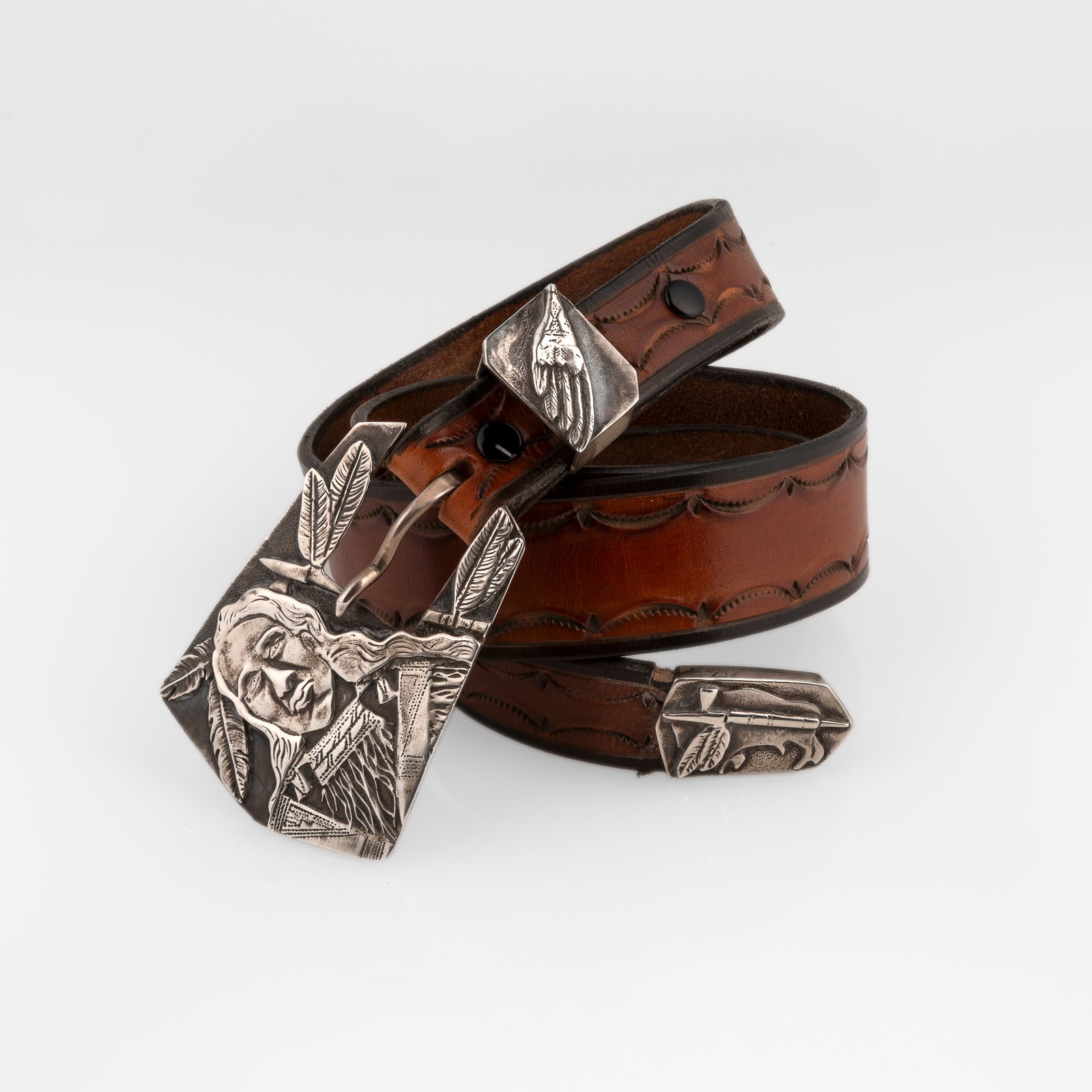 Danny Romero, Belt with Sterling Silver Pictorial Buckle (1 of 4)