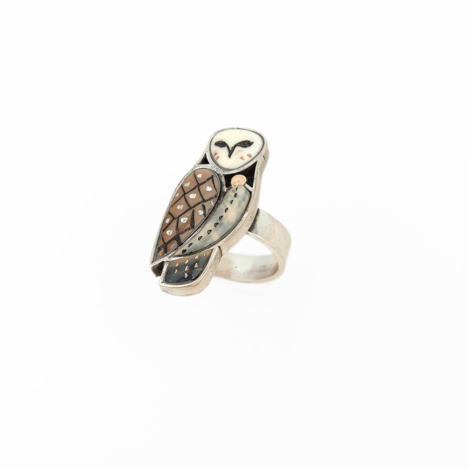 Dawn Wallace, 14k Gold and Sterling Silver Owl Ring (1 of 3)