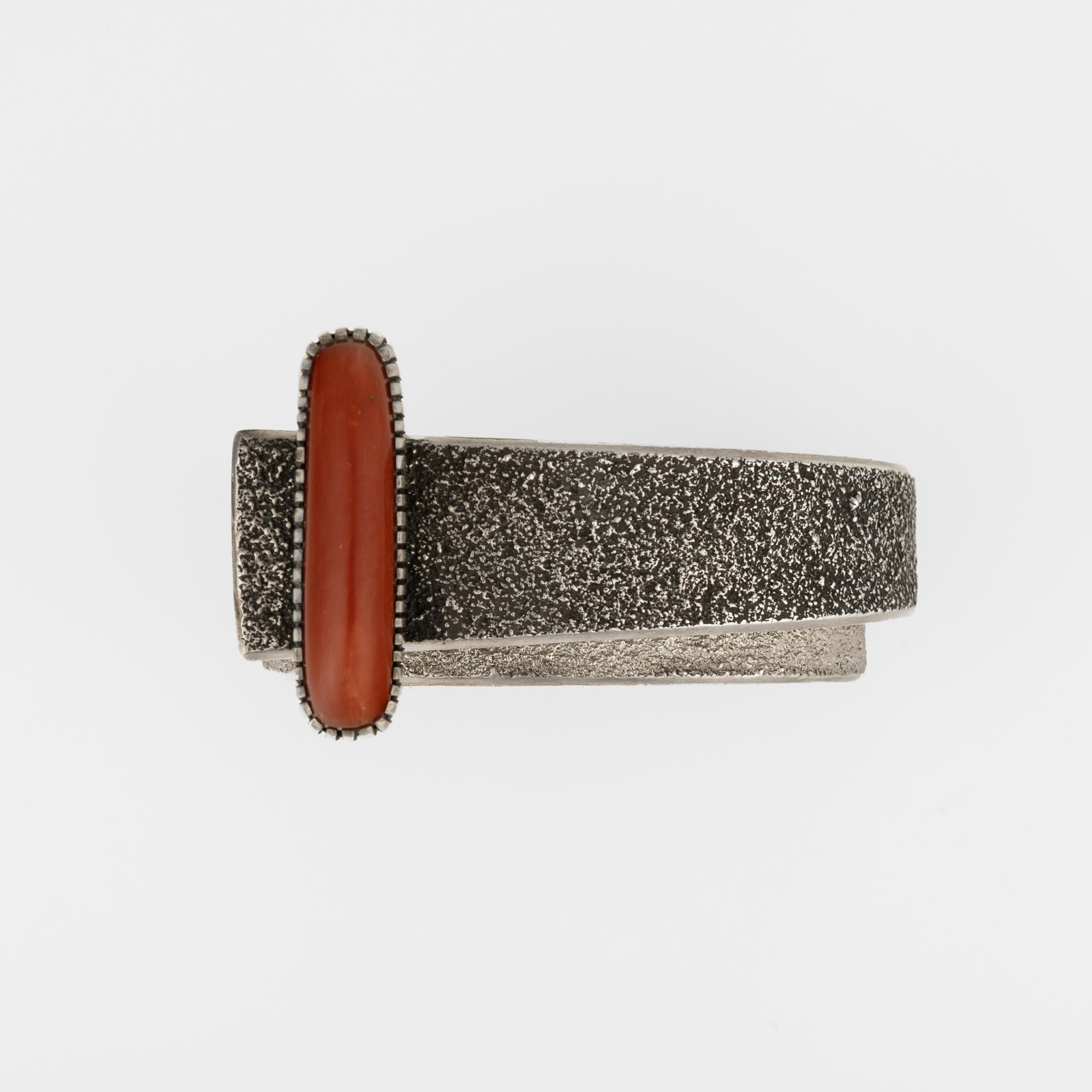 Michael Roanhorse, Coral and Silver Sandcast Cuff, ca. 2000 (1 of 3)