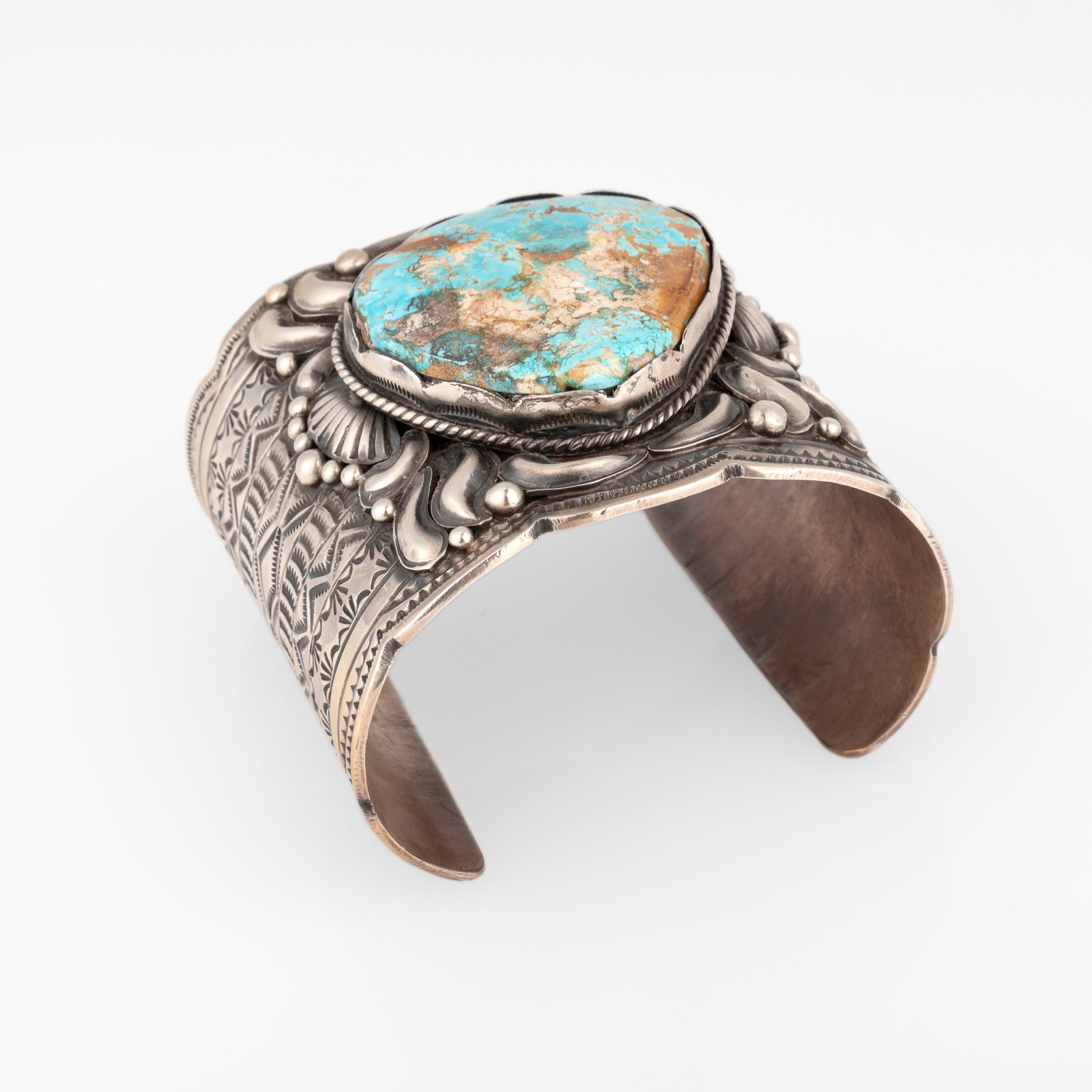 Tillie John, Sterling Silver Cuff with Turquoise Cabochon (1 of 3)