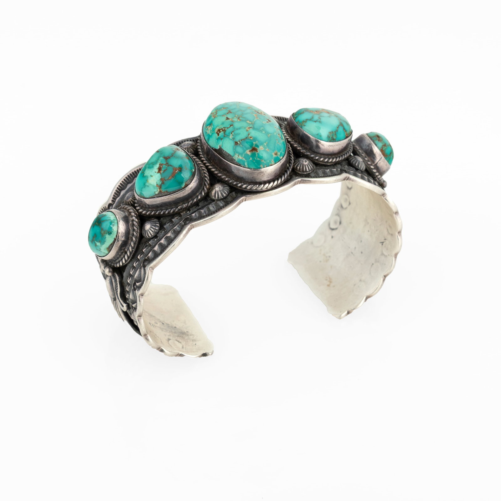 Darrell Cadman, Sterling Silver Cuff with Turquoise Cabochons (1 of 3)