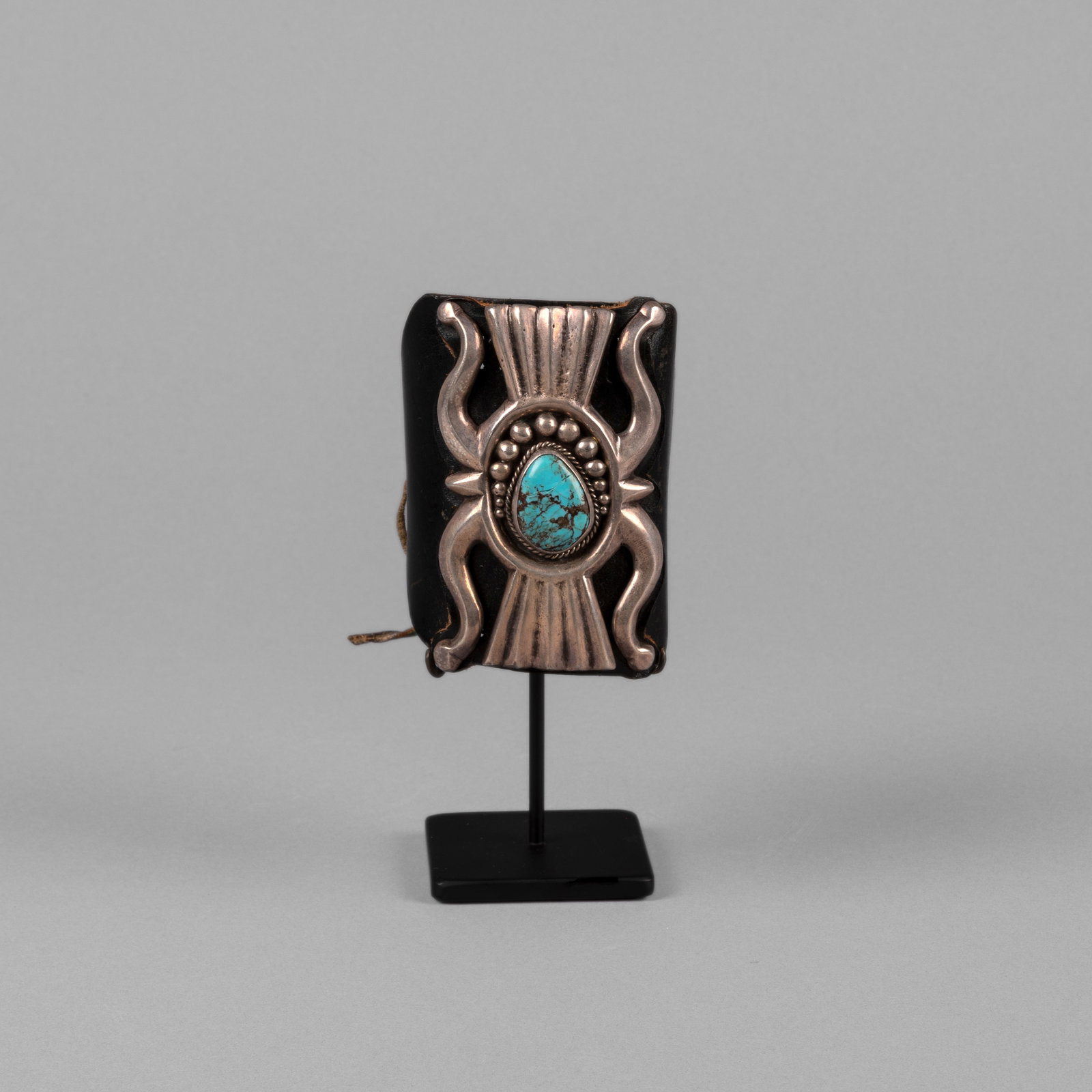 Diné (Navajo), Sandcast Silver Ketoh with Turquoise Cabochon, ca. 1965