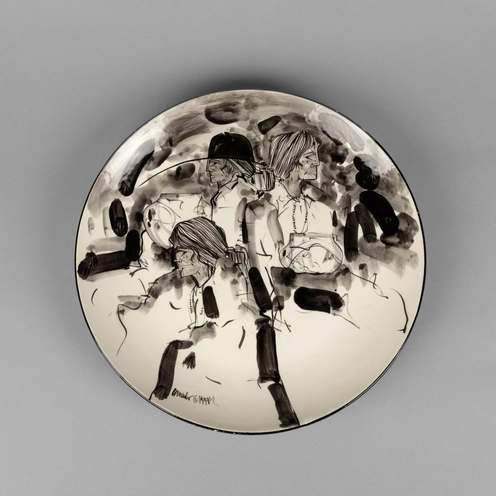 Amado Maurilio Peña Jr., Untitled (Plate with Three Figures), 1999 (1 of 4)