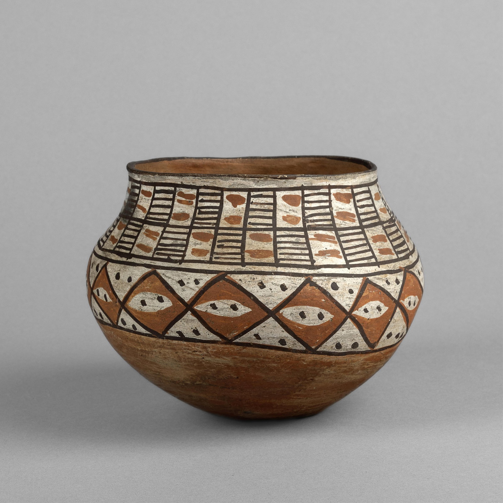 Isleta, Polychrome Pot with Geometric Designs (1 of 3)