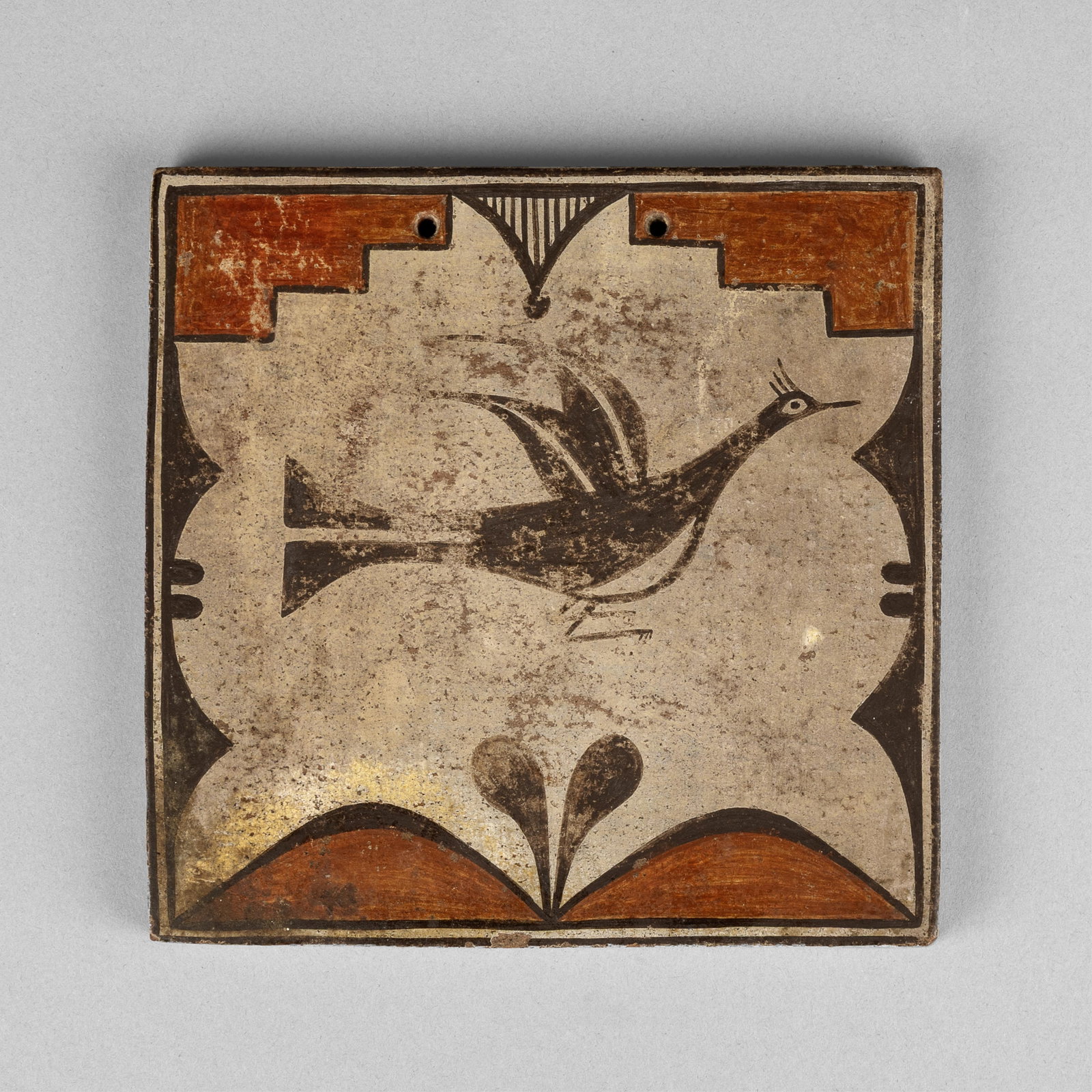 Zia, Polychrome Tile with Bird Design