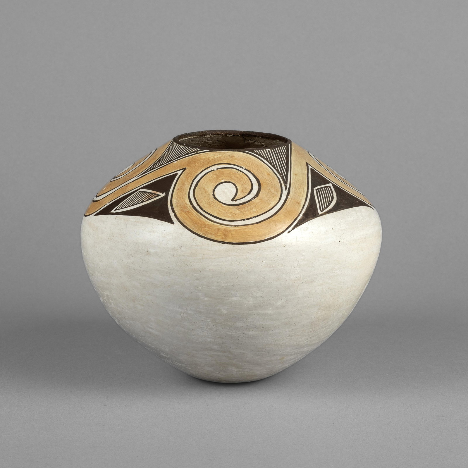 Stella Shutiva, Polychrome Pot: Stella Shutiva Acoma, 1939 - 1997 Polychrome Pot fired clay inscribed: S. Shutiva / Acoma, N. / Mex. height: 6 1/4 x diameter: 8 1/4 in. (15.9 x 21 cm.) Private Collection, Texas