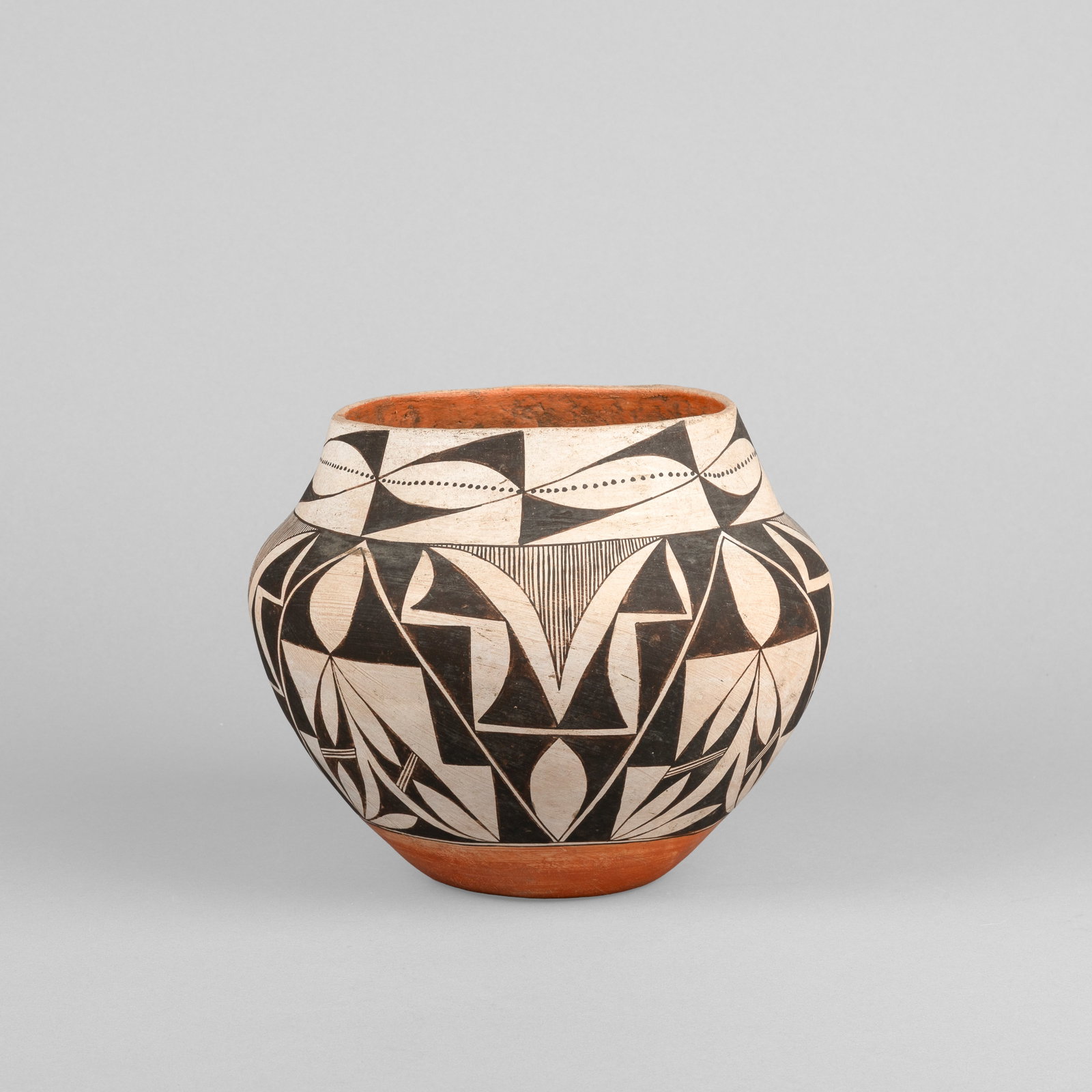 Marie Torivio, Polychrome Jar with Black on White Geometric Designs, ca. 1940 (1 of 3)