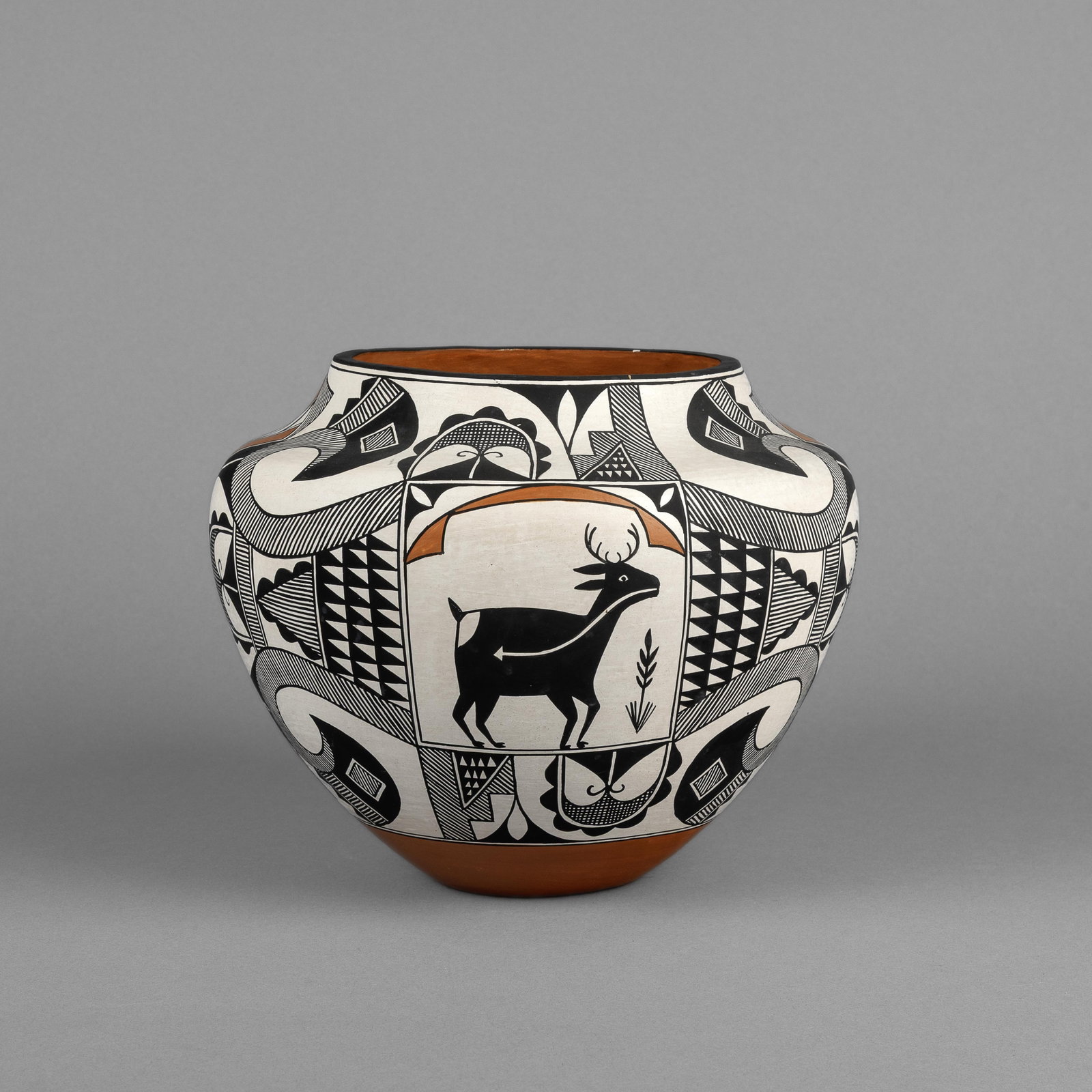 Florence Aragon, Polychrome Jar with Heartline Deer Designs