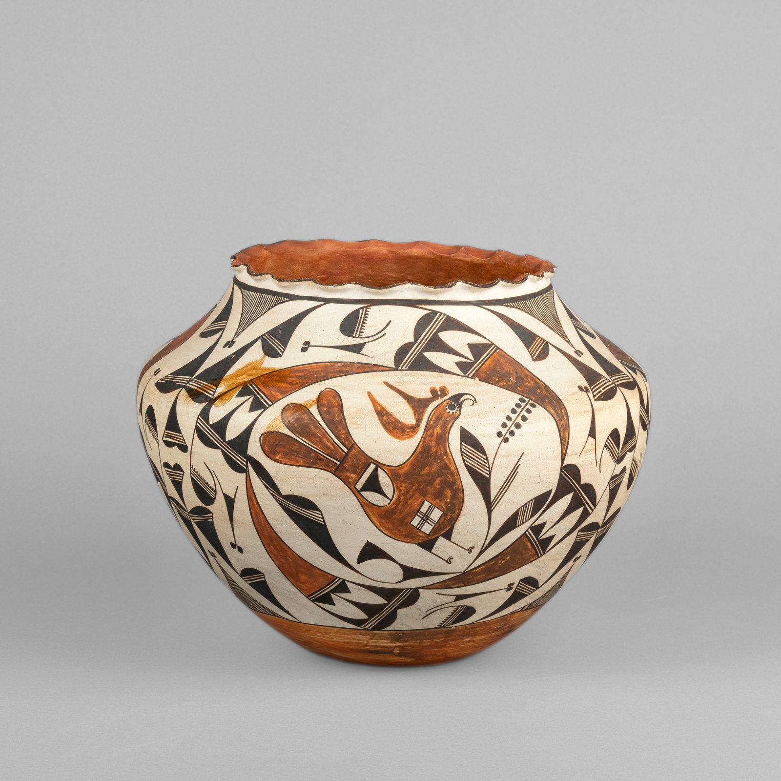 Acoma, Polychrome Parrot Jar with Pie Crust Rim, ca. 1935 - 1945 (1 of 3)