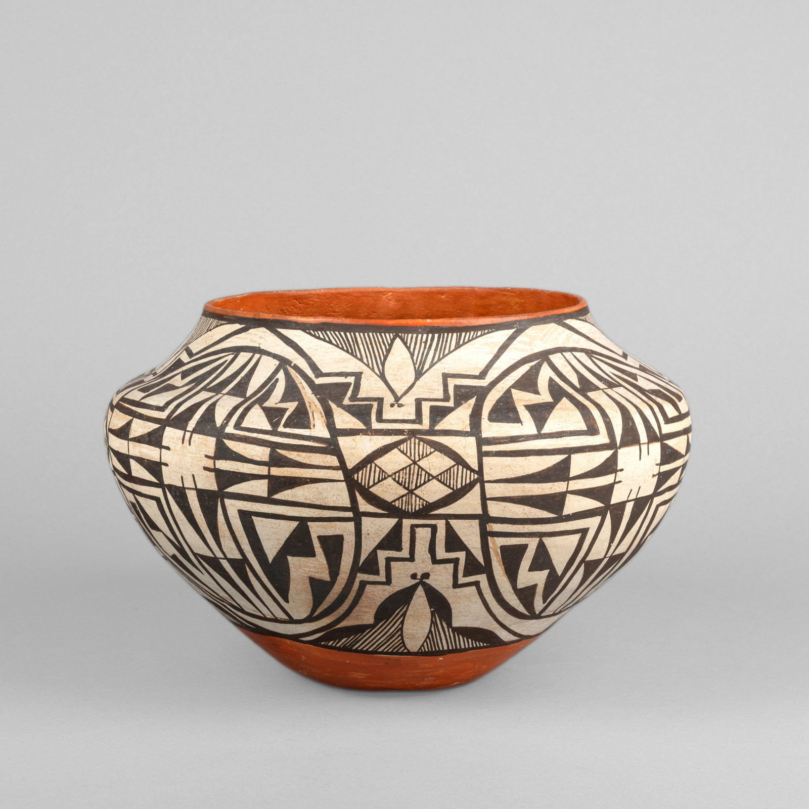 Acoma, Jar with Black on White Geometric Designs, ca. 1920