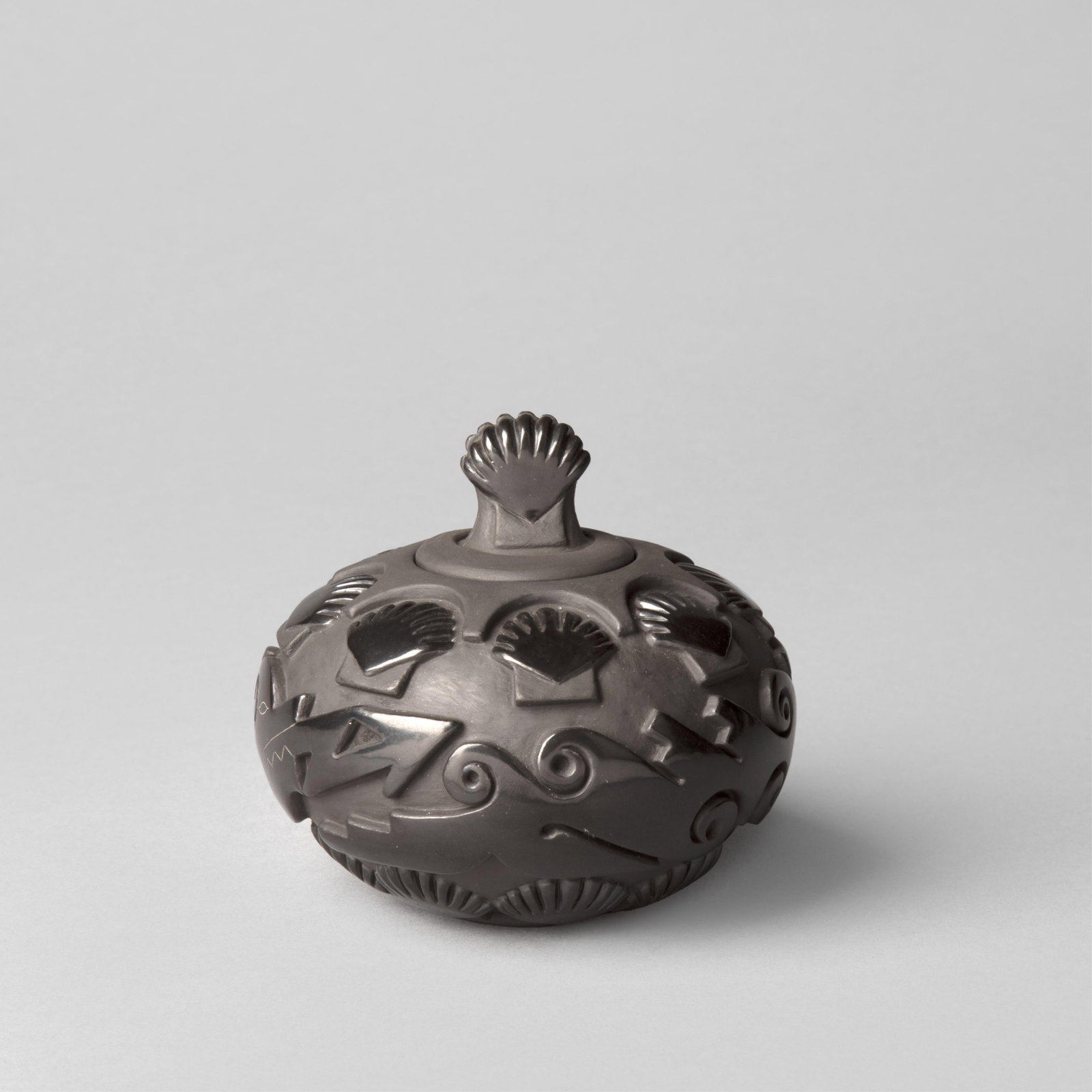 Nancy Youngblood, Lidded Carved Blackware Pot, ca. 2000 (1 of 4)
