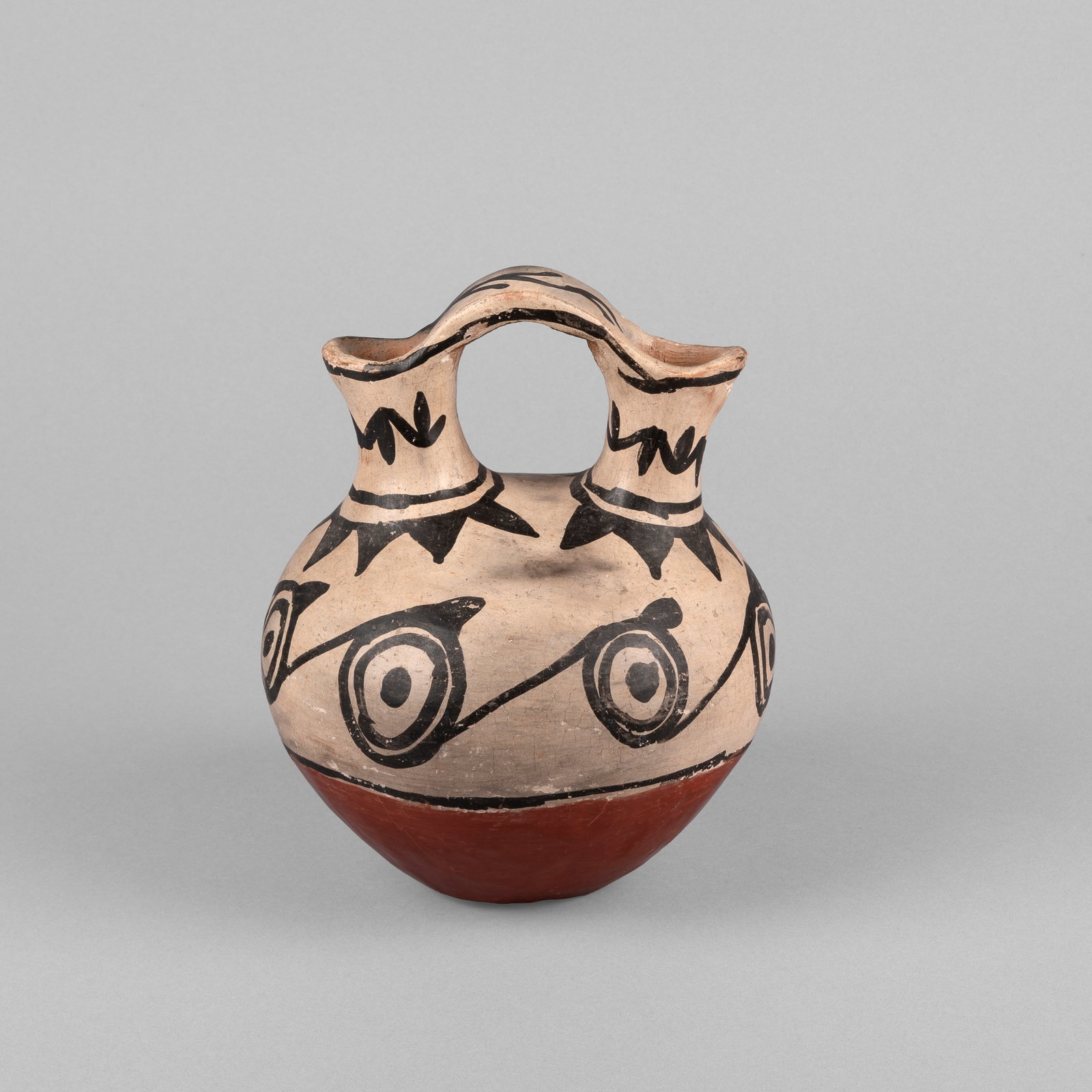 Tesuque, Polychrome Wedding Vase with Black on White Designs, ca. 1920