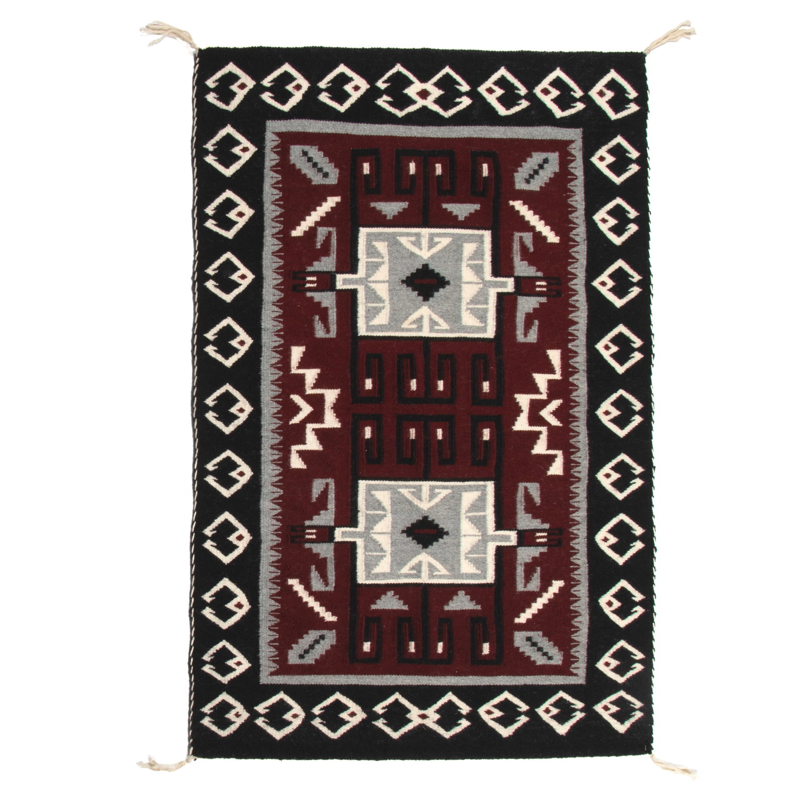 Diné (Navajo), Crystal Rug, ca. 1980: Diné (Navajo) Crystal Rug, ca. 1980 hand spun wool, natural colors, aniline dyes 43 x 28 in. (109.2 x 71.1 cm.) Private Collection, New Mexico