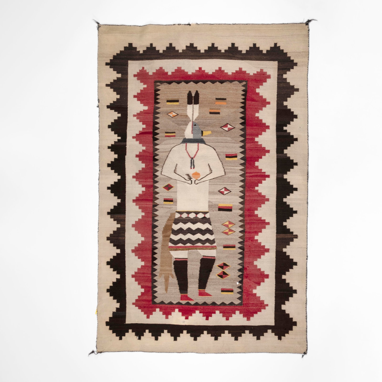 Diné (Navajo), Yei Pictorial Rug: Diné (Navajo) Yei Pictorial Rug churro wool, natural colors, aniline dyes 73 x 48 in. (185.4 x 121.9 cm.) Private Collection, New Mexico