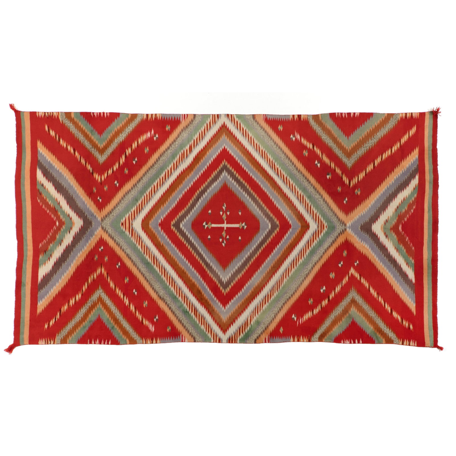 Diné (Navajo), Germantown Serape, ca. 1880: Diné (Navajo) Germantown Serape, ca. 1880 wool, natural colors, aniline dyes 96 1/8 x 54 1/8 (244.2 x 137.5cm.) The Collection of Steve and Gail Getzwiller Private Collection, Indiana