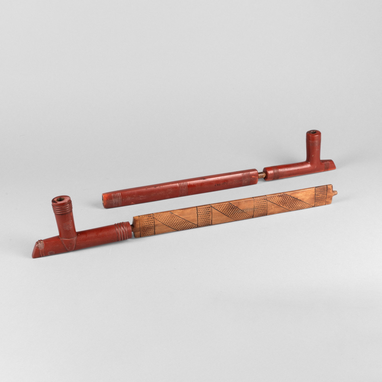 Lakota Sioux, Two Catlinite Pipe Bowls and Stems (1 of 5)