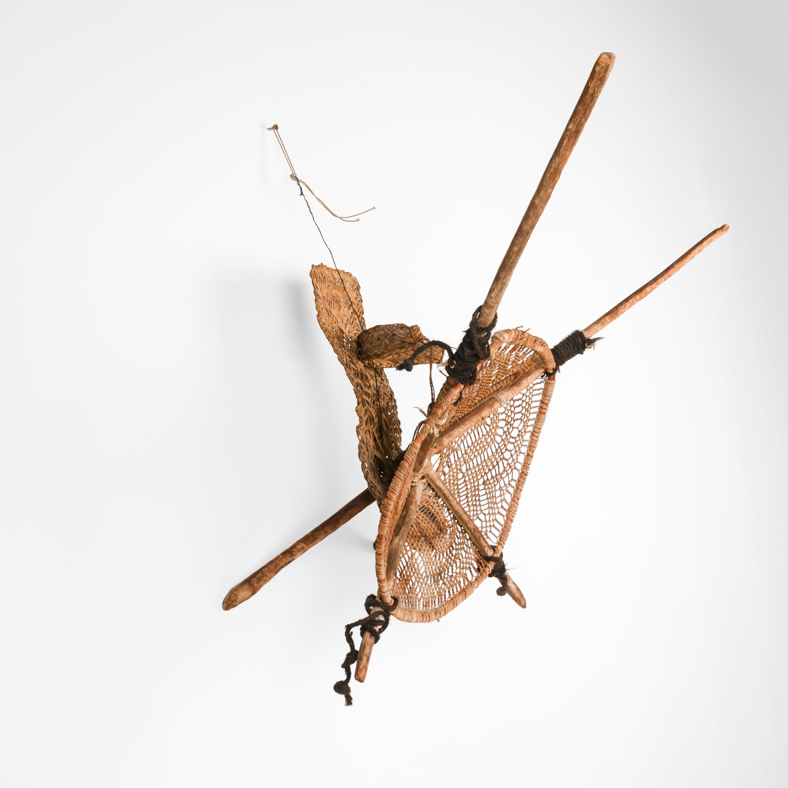 Pima, Children's Kiaha Burden Basket, ca. 19th Century: Pima Children's Kiaha Burden Basket, ca. 19th Century natural fibers, wood central weaving: 7 x 15 x 17 in. (17.8 x 38.1 x 43.2 cm.), stick frame: 8 1/2 x 32 1/4 x 35 5/8 in. (21.6 x 81.9 x 90.5 cm.)