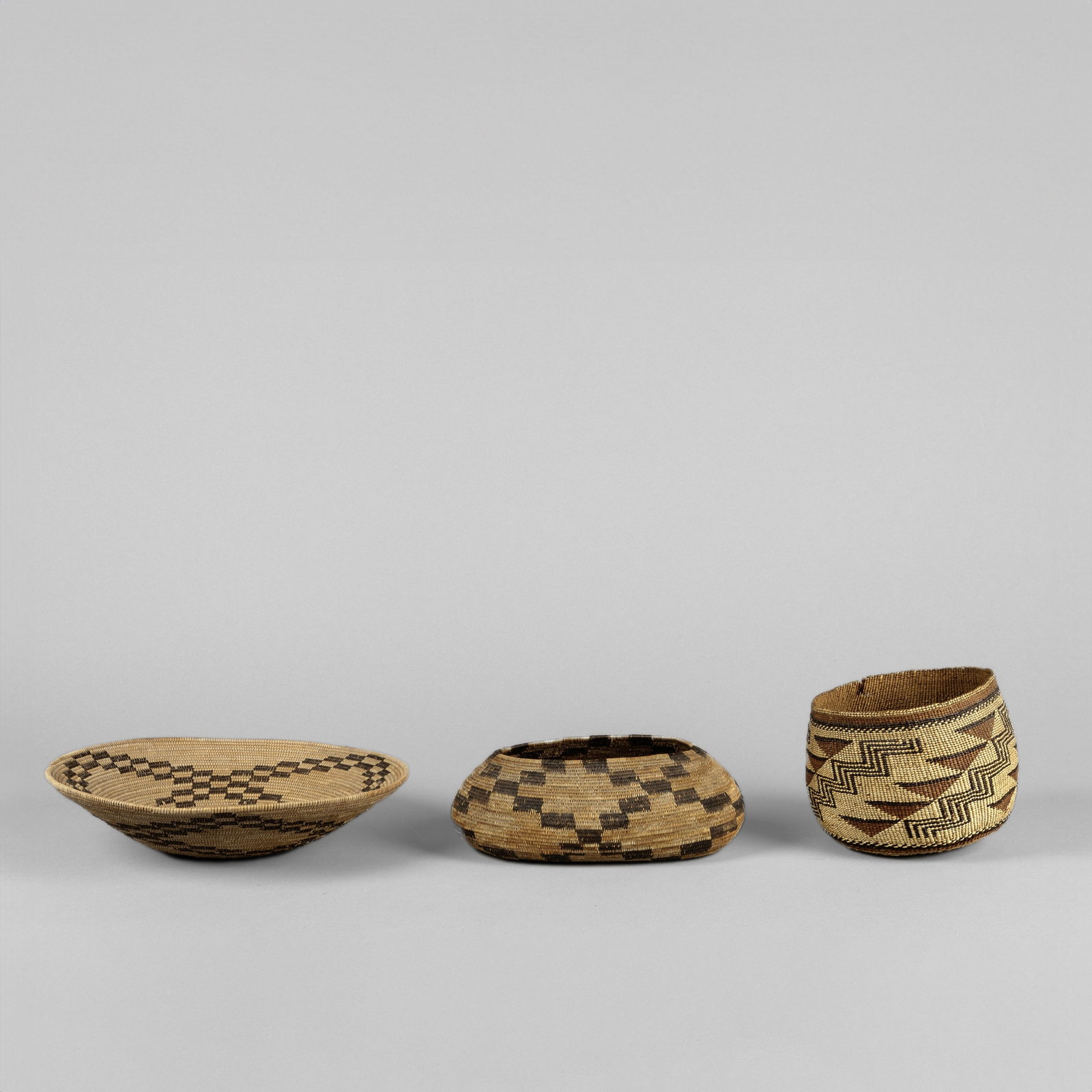 Maidu + Pomo + Hupa, Group of Three Baskets, ca. 1910 - 1930 (1 of 4)