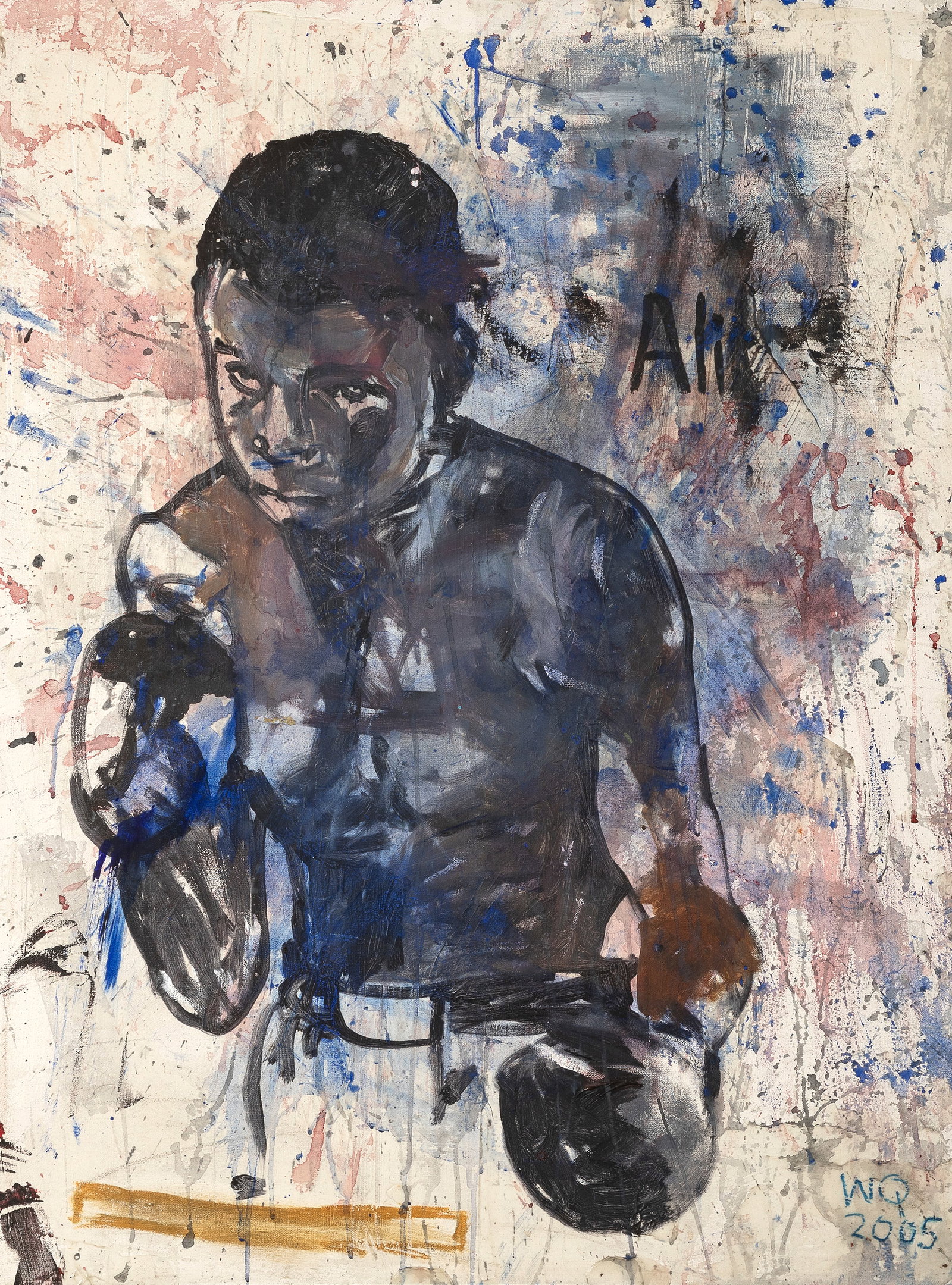 William Quigley, Ali Painting #5, 2005: William Quigley b. 1961 Ali Painting #5, 2005 acrylic on canvas titled in image upper right: Ali initialed and dated lower right: WQ / 2005 inscribed verso: ALI / PAINTING #5 / 2005 / WQ / QUIGLEY 40