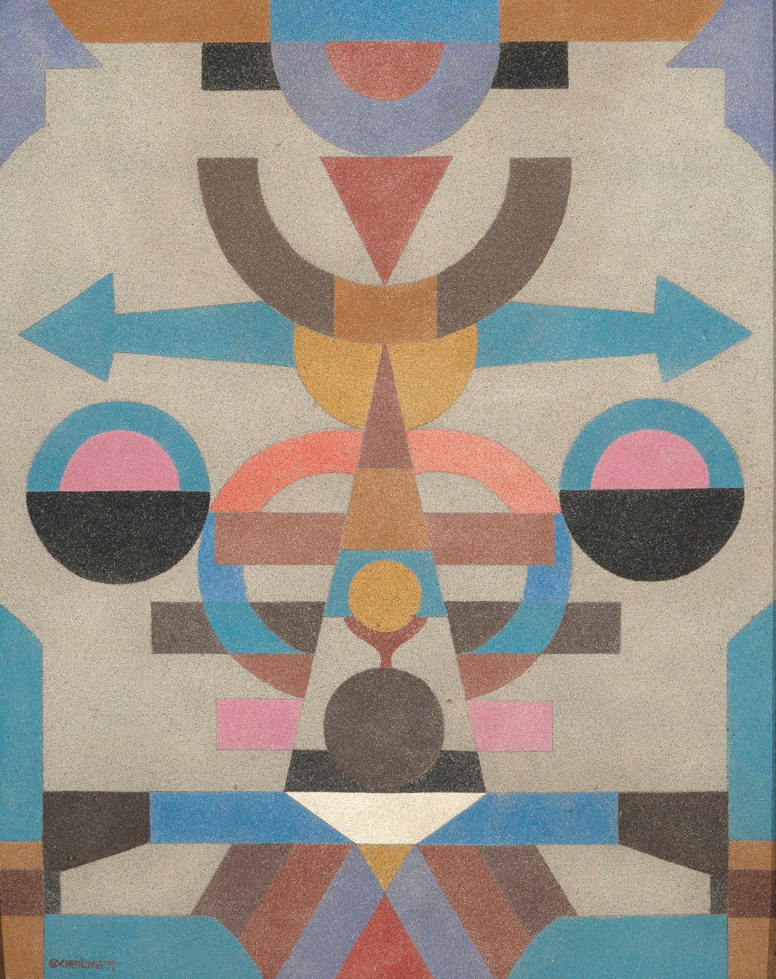 David Chethlahe Paladin, Song for Aluba, 1979: David Chethlahe Paladin Diné (Navajo), 1926 - 1984 Song for Aluba, 1979 sand painting on board signed and dated lower left: © CHETHLAHE 79 inscribed verso: SONG FOR / ALUBA / 30x24 30 x 24 in. (76.2