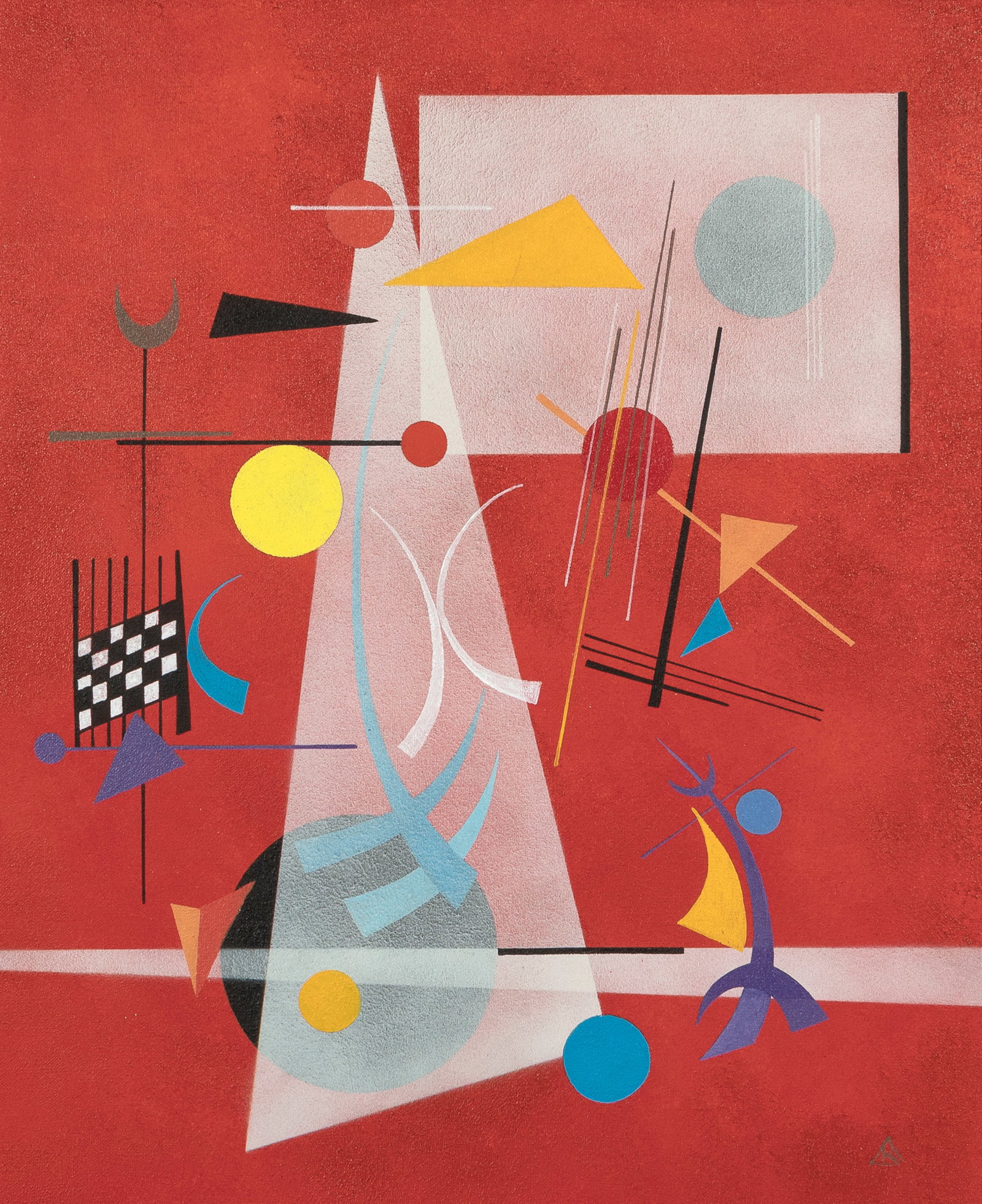 David Chethlahe Paladin, Yellow Triangle Reincarnating as a Russian Folk Song, 1978: David Chethlahe Paladin Diné (Navajo), 1926 - 1984 Yellow Triangle Reincarnating as a Russian Folk Song, 1978 acrylic on canvas signed lower right: [artist's cipher] inscribed verso: Yellow triangle