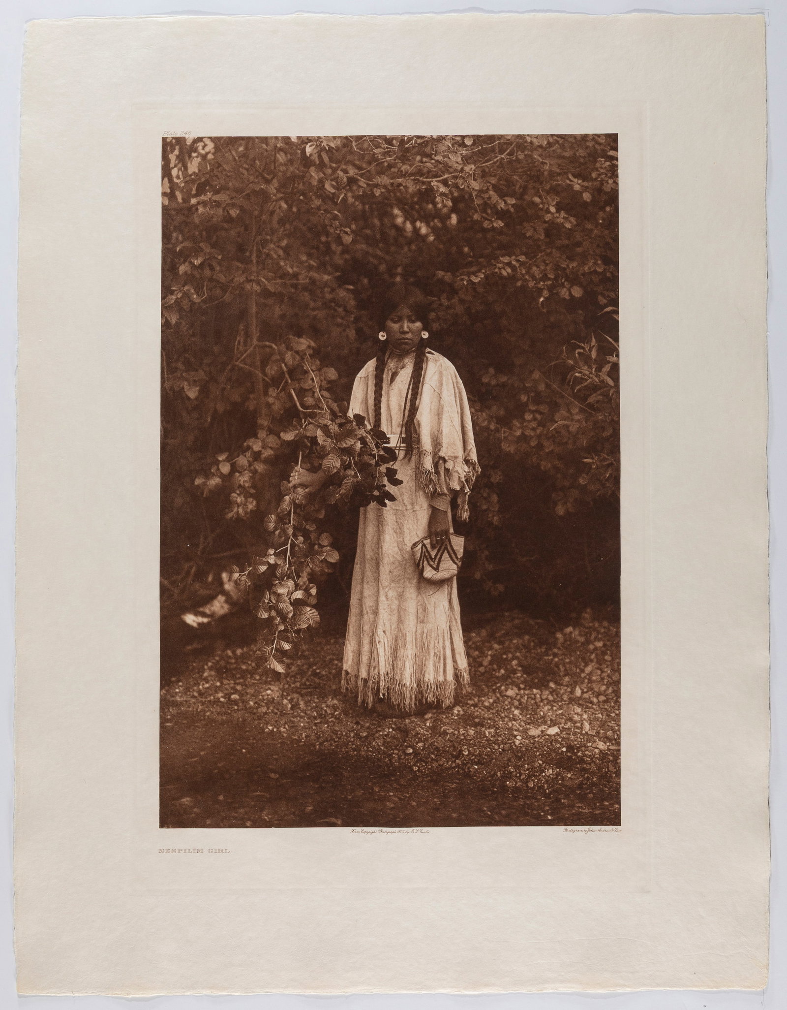 Edward S. Curtis, Nespilim Girl, 1903: Edward S. Curtis 1868 - 1952 Nespilim Girl, 1903 photogravure on Japanese vellum inscribed in plate, upper left: Plate 246 titled in plate, lower left: NESPILIM GIRL inscribed in plate, lower center: 