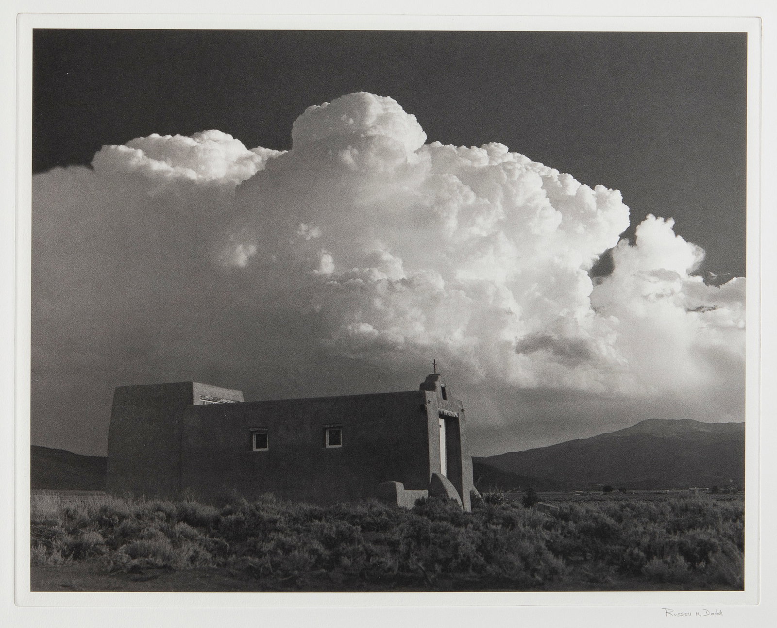 Russell Dodd, Adobe Storm, Las Trampas, NM, 1972: Russell Dodd b. 1951 Adobe Storm, Las Trampas, NM, 1972 hand-pulled photogravure signed lower right: Russell H. Dodd inscribed verso: "Adobe Storm" Las Trampas, NM 1972 printed by Working Theory Press
