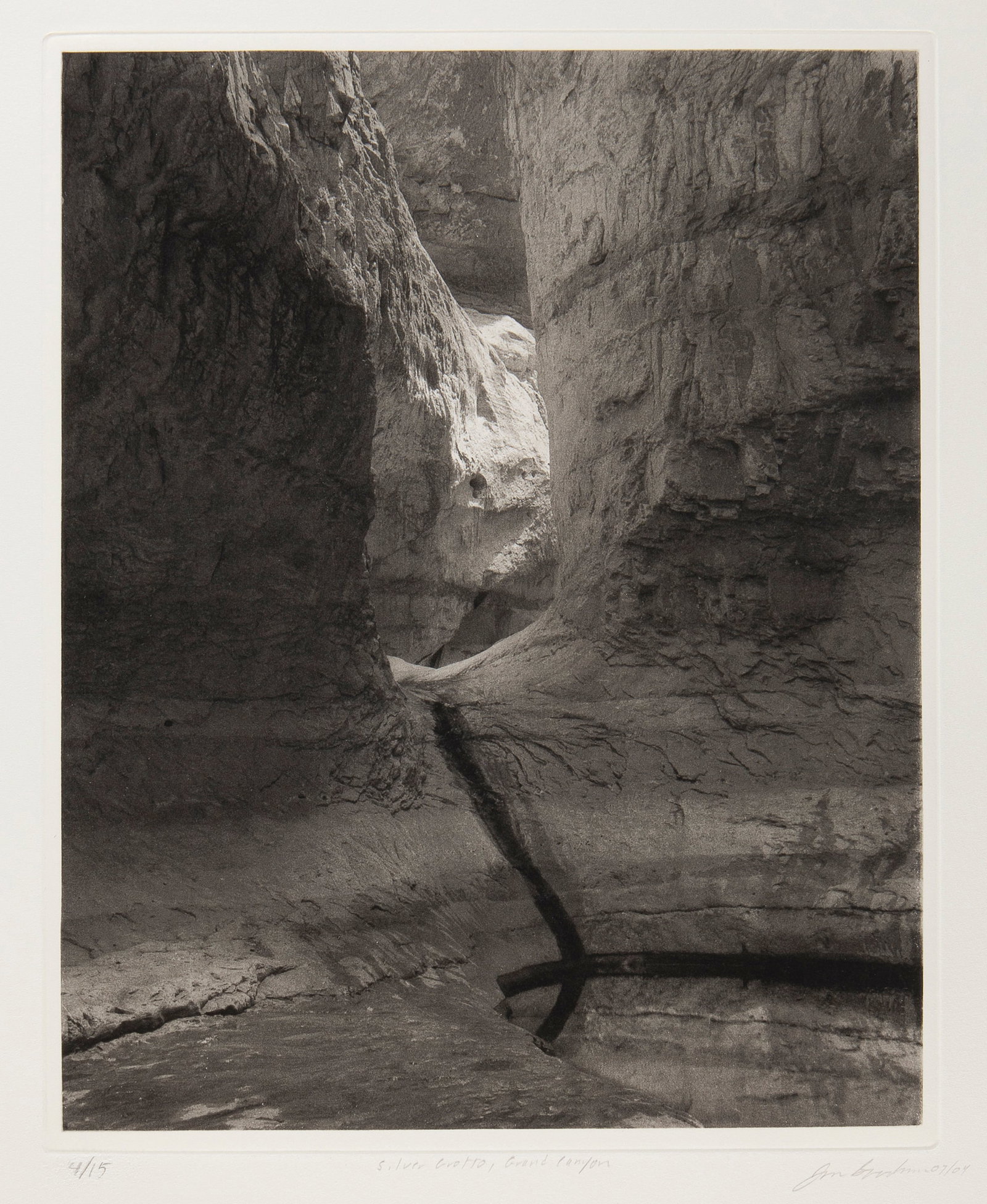 Jon Goodman, Silver Grotto, Grand Canyon, 2004: Jon Goodman b. 1953 Silver Grotto, Grand Canyon, 2004 photogravure, edition 4 of 15 editioned lower left: 4/15 titled lower center: Silver Grotto, Grand Canyon signed and dated lower right: Jon Goodma