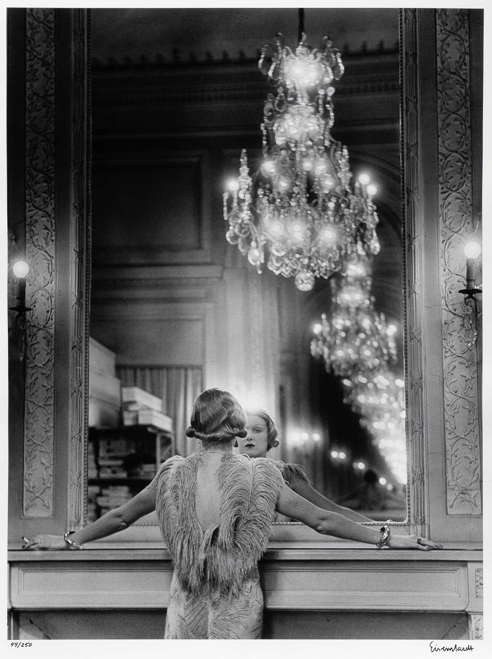 Alfred Eisenstaedt, Molyneux Model, Paris (Model Looking in a Mirror), 1934 / 1993: Alfred Eisenstaedt 1898 - 1995 Molyneux Model, Paris (Model Looking in a Mirror), 1934 / 1993 gelatin silver, edition 44 of 250 editioned lower left: 44/250 signed lower right: Eisenstaedt inscribed v