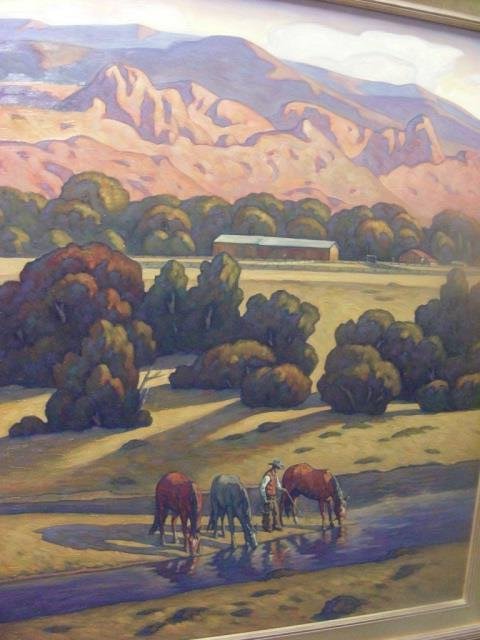 HOWARD POST , Low Crossing : HOWARD POST, (b. 1948) Low Crossing medium: oil on canvas size : 50 x 42 inches frame size : 59 x 50 1/4 x 2 inches signed lower right: H E POST (artist cipher) provenance: Private Collection, CO