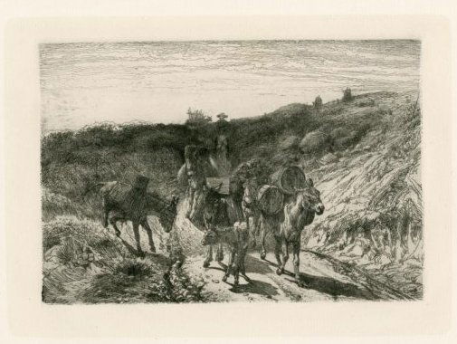 Peter Moran , A Burro Train in New Mexico: Peter Moran (1841-1914) A Burro Train in New Mexico Etching on paper 6 1/2 x 9 1/4 Estate of Dr. Robert White