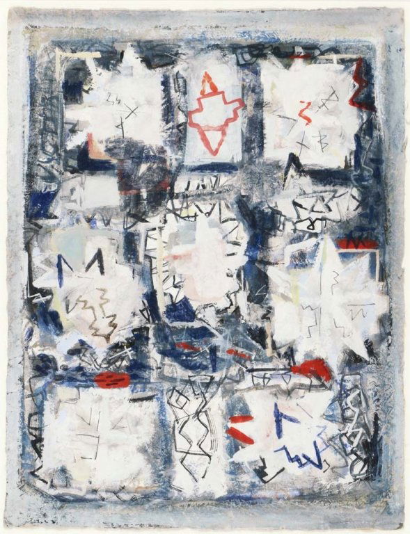 Gina Knee , Snow Crystals: Gina Knee (1898-1982) Snow Crystals, 1944 Mixed media on paper 15-3/4 x 12-1/8 23-5/8 x 19-5/8 x 5/8 (framed) Signed and Dated lower right: Gina Knee 44 Private Collection, New Mexico