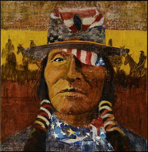 Tomas Lasansky , Scout: Tomas Lasansky (b. 1957) Scout Acrylic on canvas 51 x 50 New Mexico Museum of Art, Schwartz Collection no reserve