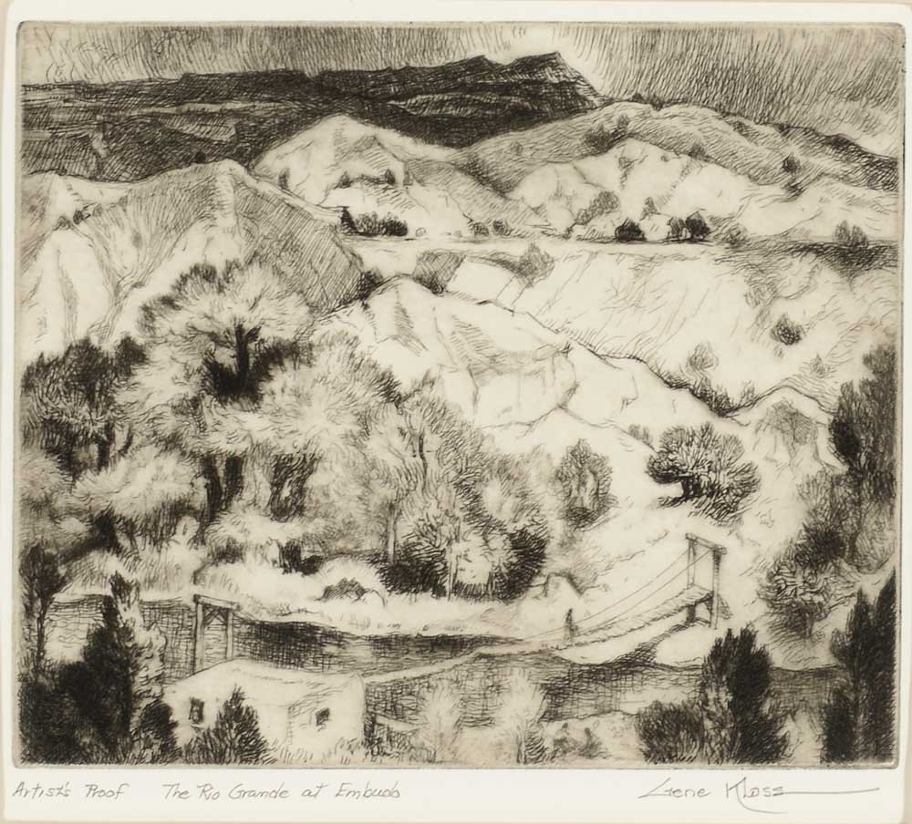 Gene Kloss (1903-1996), The Rio Grande at Embudo, 1984: 164 Gene Kloss (1903-1996) The Rio Grande at Embudo, 1984 etching and drypoint on paper AP 7 1/2 x 9 inches signed lower right: Gene Kloss editioned and titled lower left: Artistâ€™s Proof The Ri