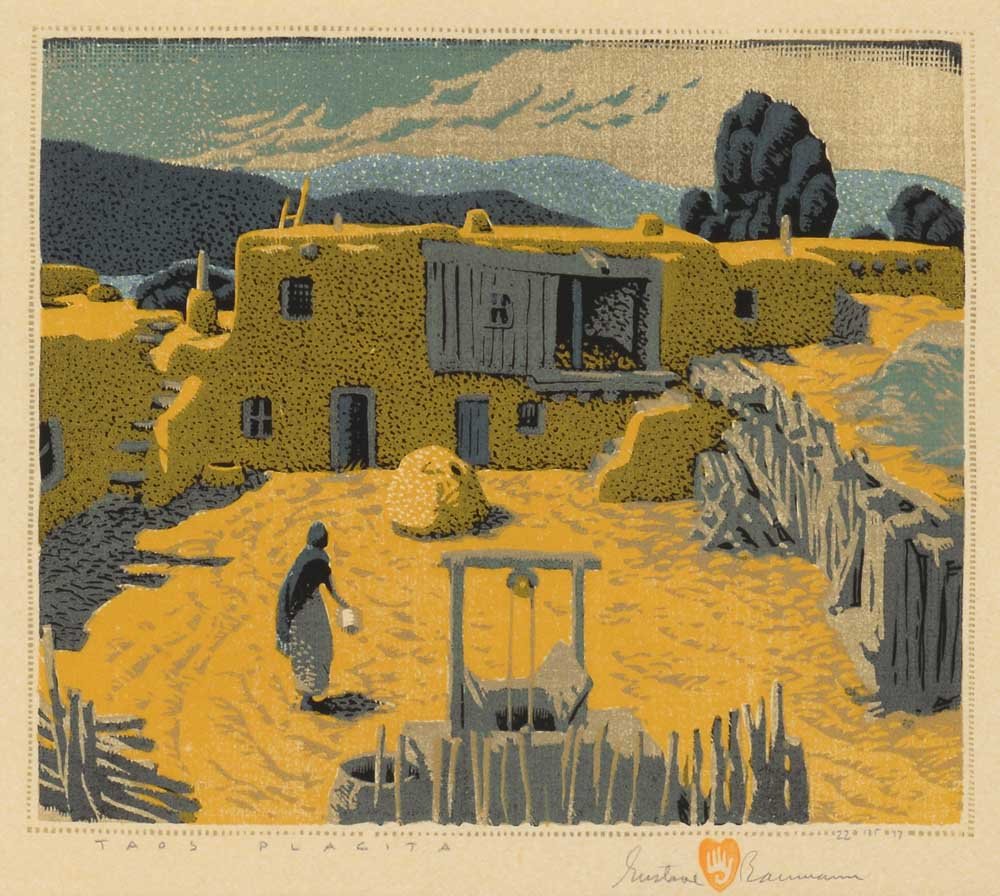 Gustave Baumann (1881-1971), Taos Placita, 1947: 209 Gustave Baumann (1881-1971) Taos Placita, 1947 woodblock print 22/125 9 3/8 x 11 1/8 inches titled lower left: TAOS PLACITA signed lower right: Gustave Baumann editioned and dated lower right: 22